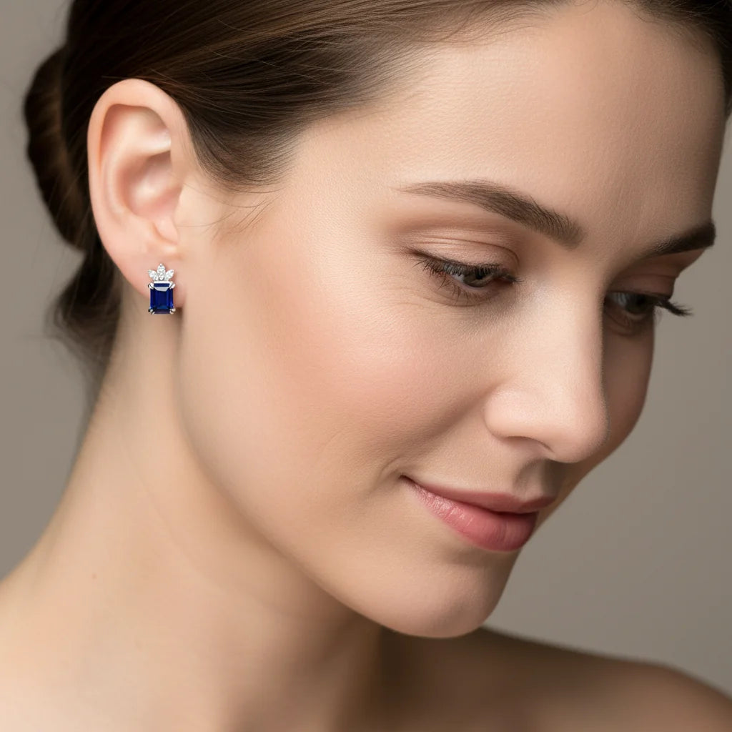 2,33 Karat Pırlantalı Safir Küpe - Venta Jewelry