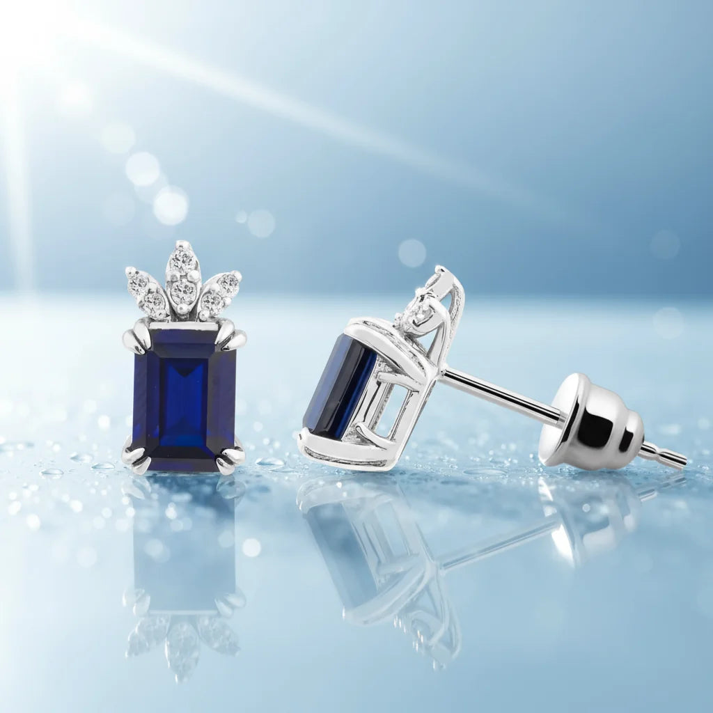 2,33 Karat Pırlantalı Safir Küpe - Venta Jewelry