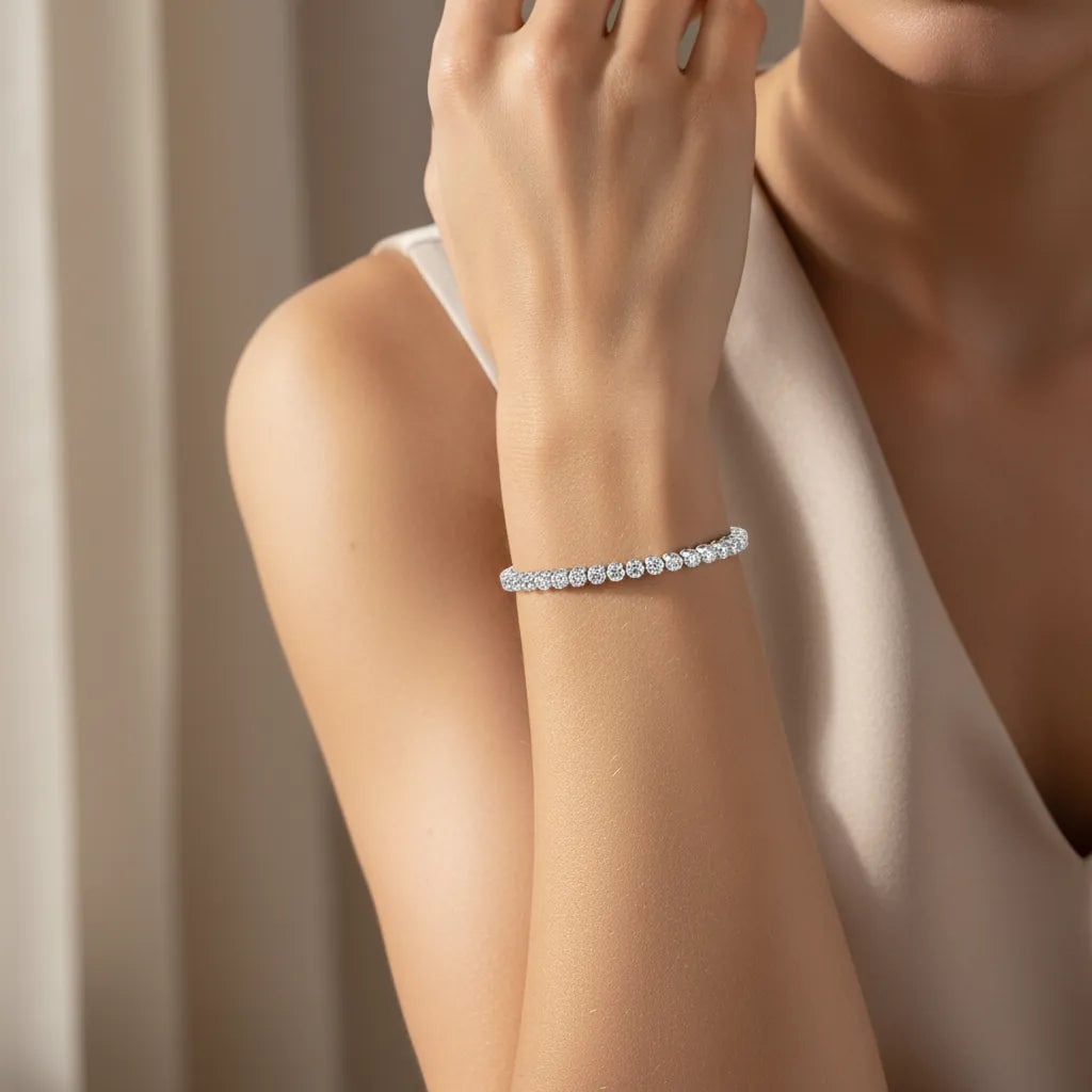2,45 Karat Su Yolu Pırlanta Bileklik "Kral Tacı", F Renk SI - Venta Jewelry