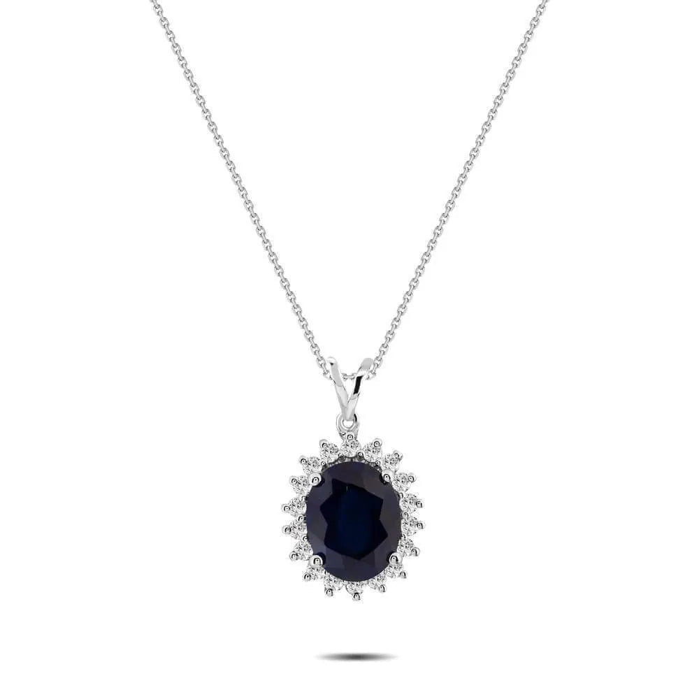 2,54 Karat Pırlantalı Safir Kolye "Navy", F Renk SI - Venta Jewelry