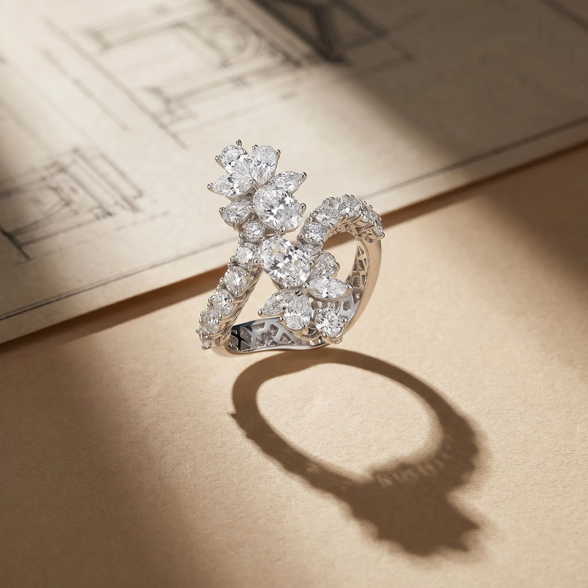 2,96 Karat F Renk Tasarım Pırlanta Yüzük, F Renk SI - Venta Jewelry

