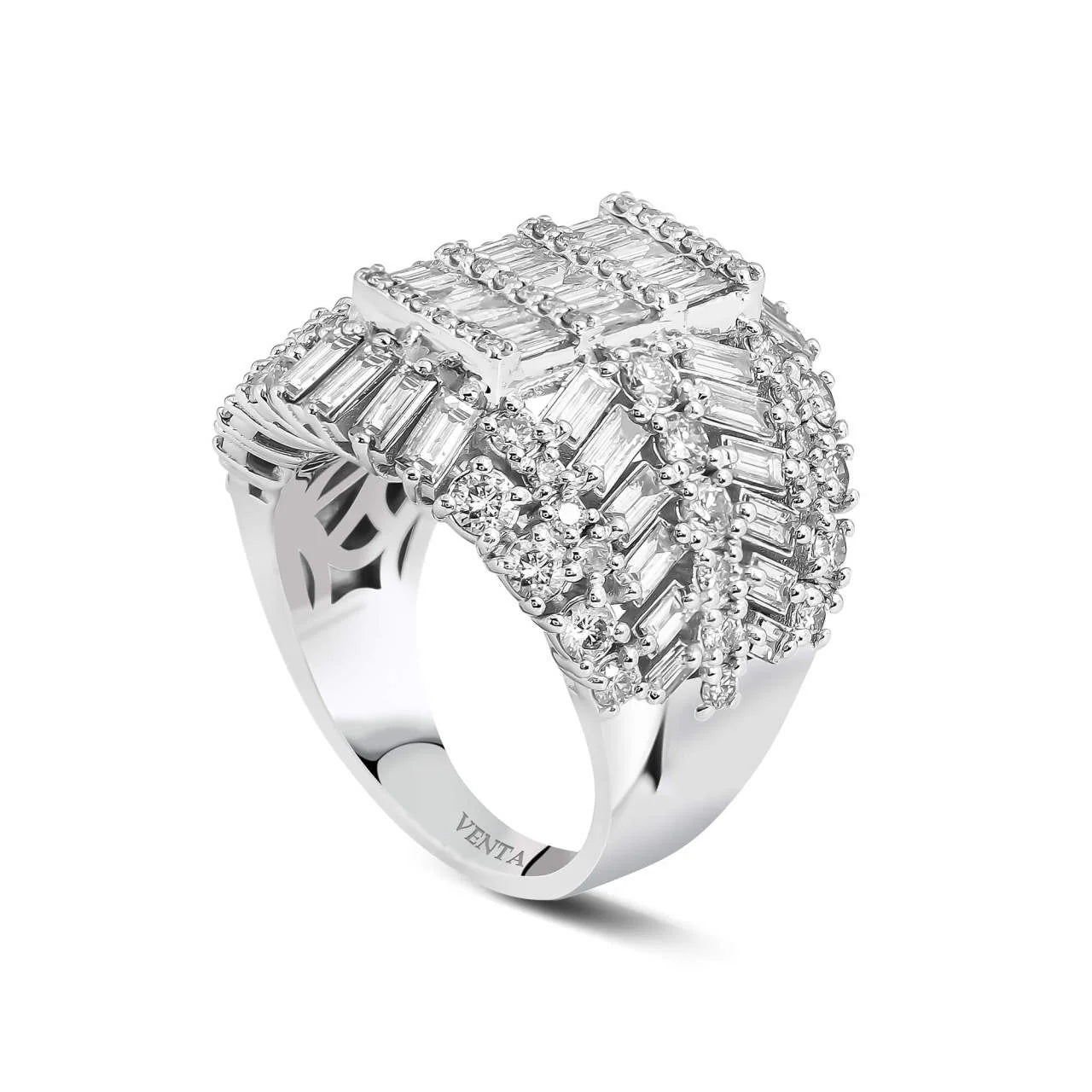 3,50 Karat Tasarım Baget Pırlanta Yüzük - Venta Jewelry