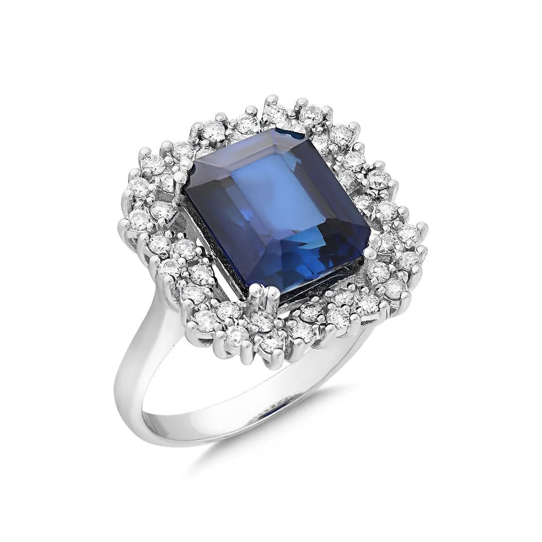 3,64 Karat Pırlantalı Safir Yüzük - Venta Jewelry