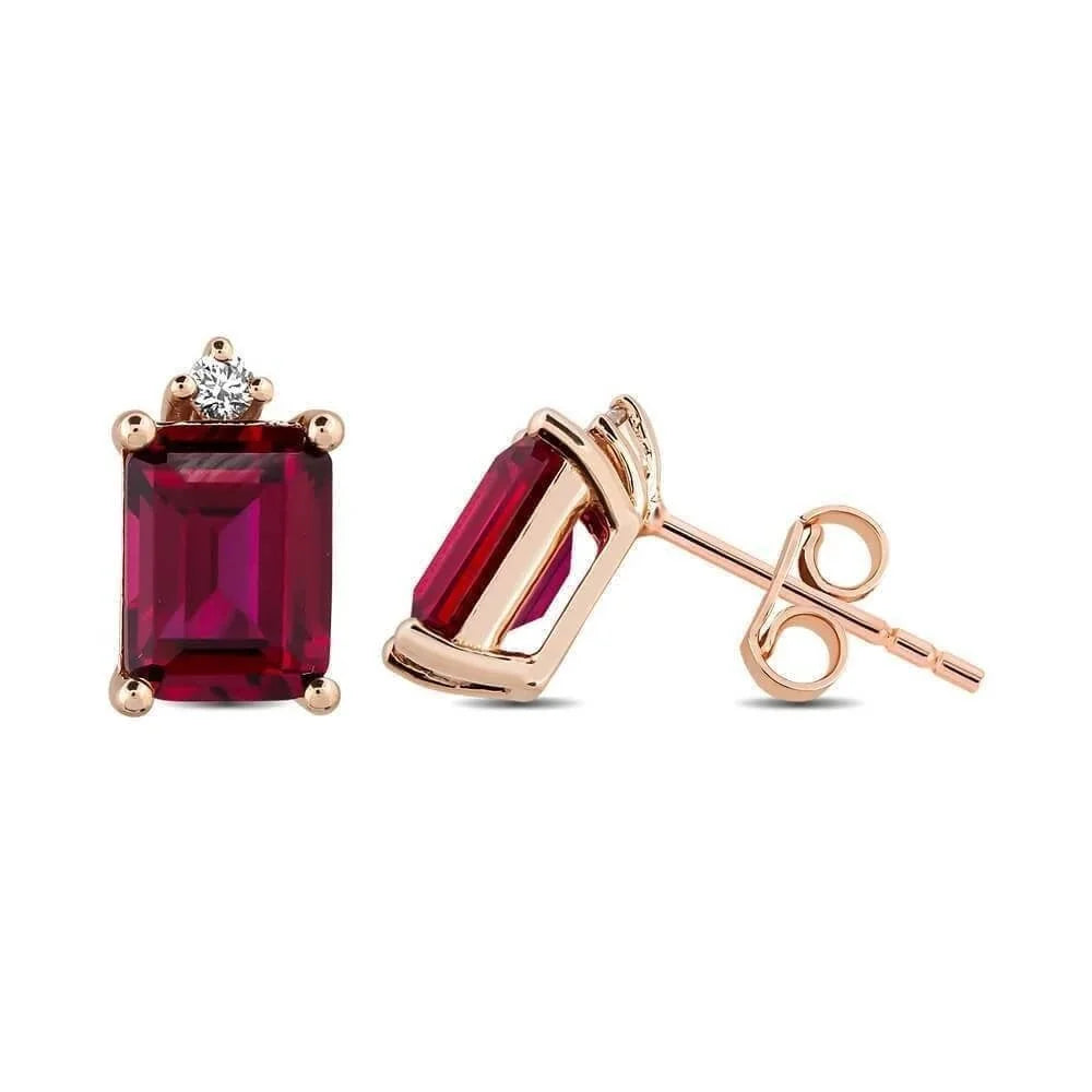 3,90 Karat Yakut Pırlanta Küpe "Rouge" - Venta Jewelry