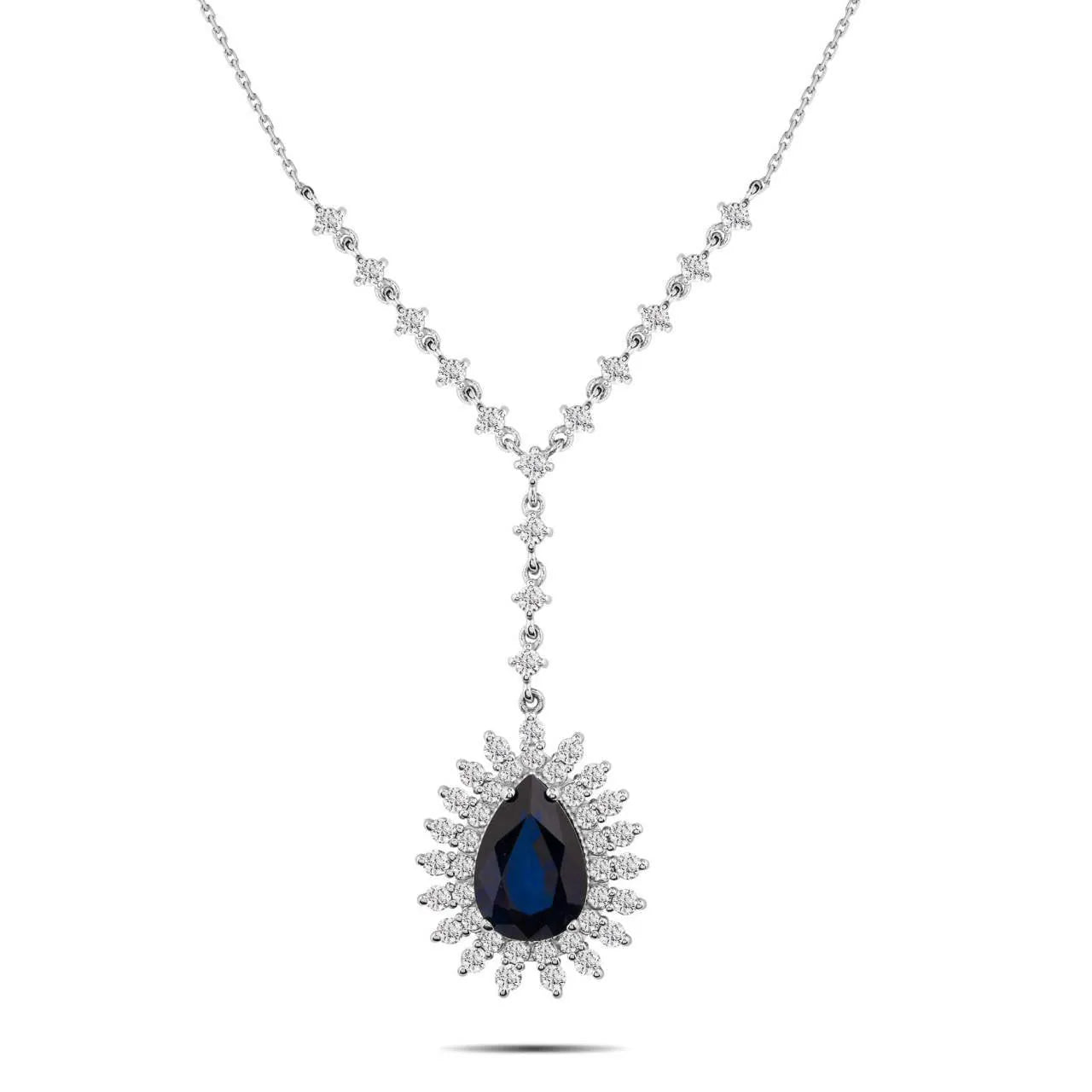 5,46 Karat Pırlantalı Safir Kolye, F Renk SI - Venta Jewelry