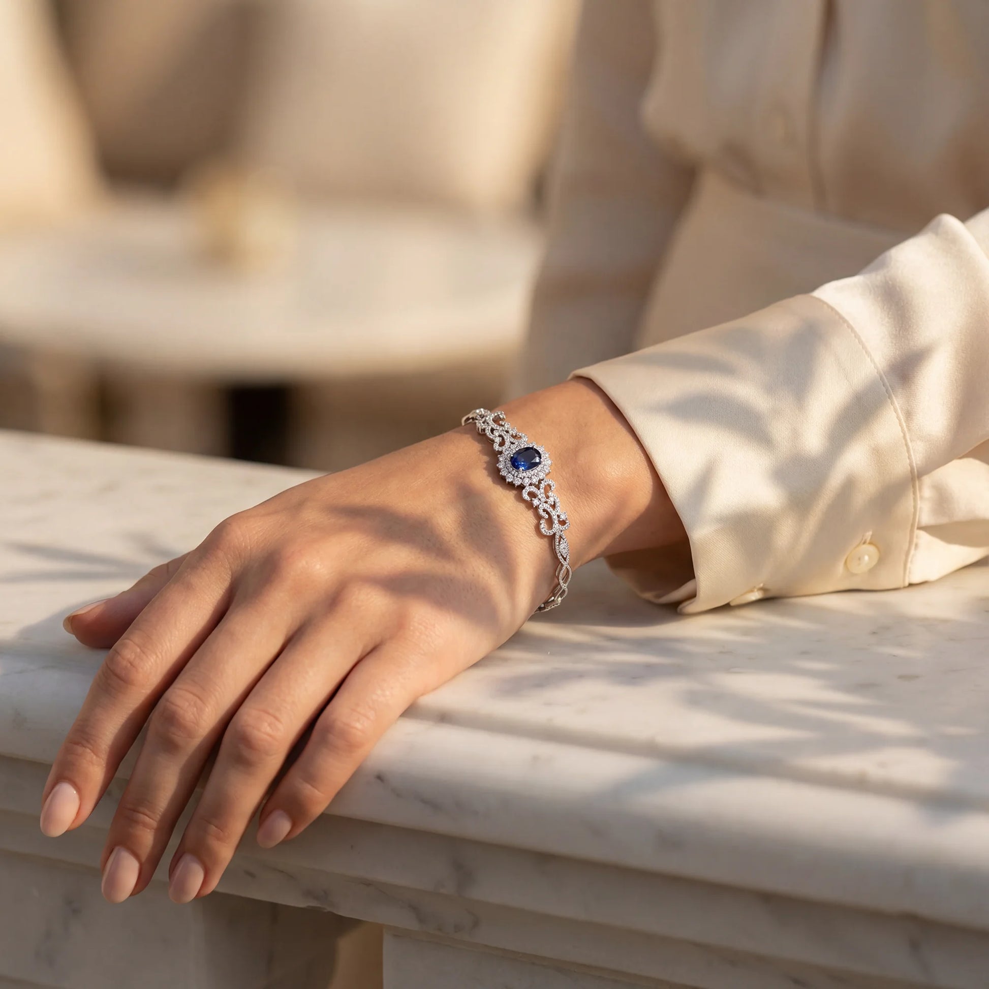7,14 Karat Pırlanta Safir Bileklik - Venta Jewelry