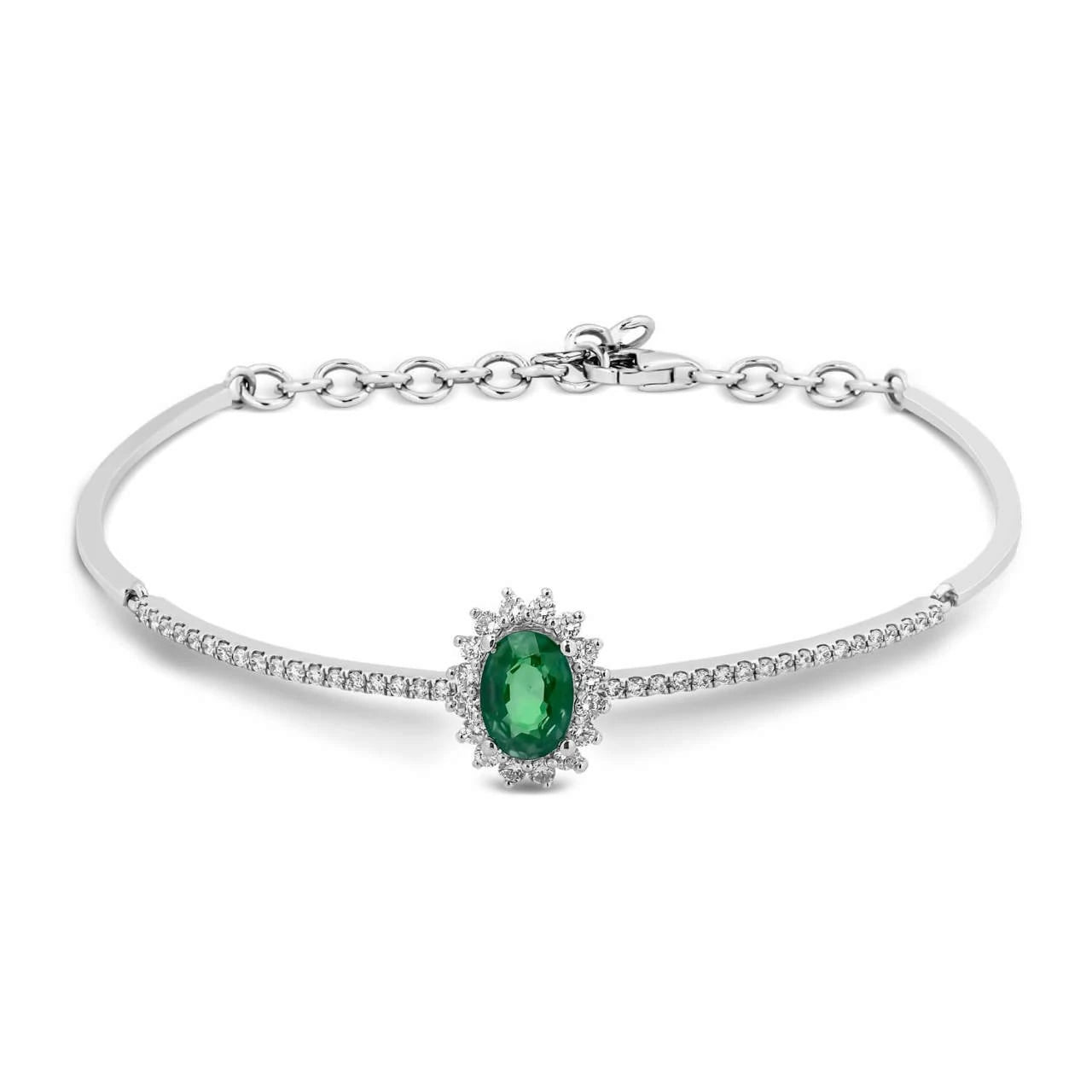 1,23 Karat Pırlantalı Zümrüt Bileklik "Feuille"