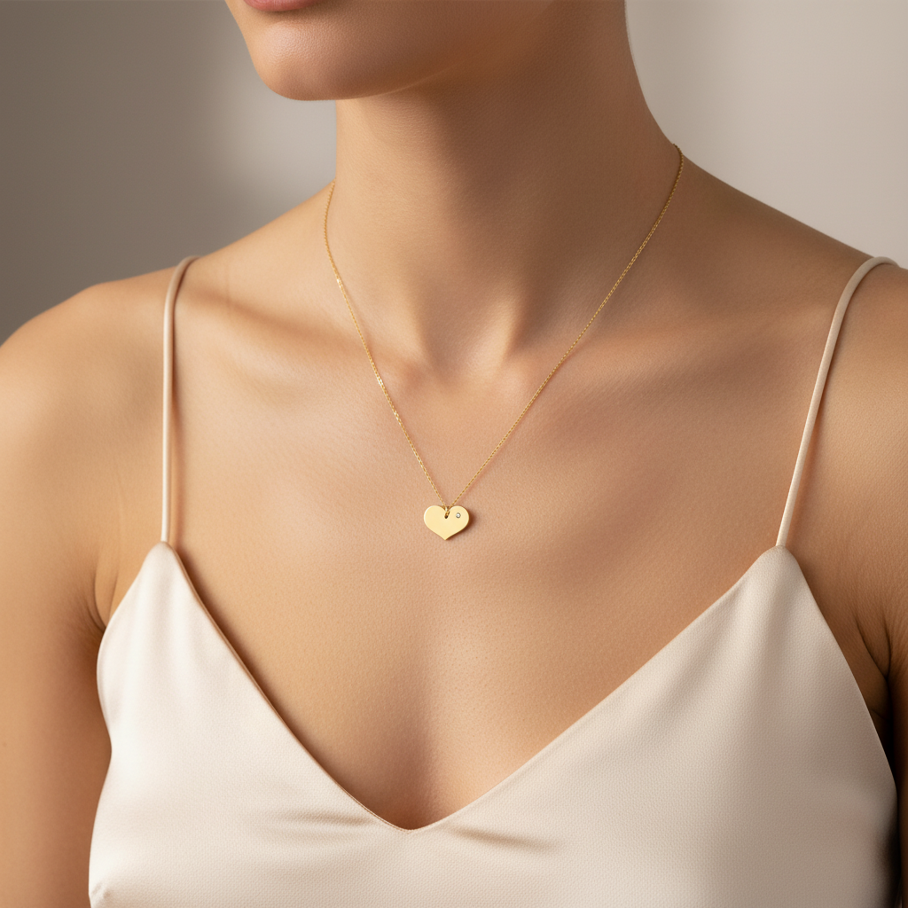 0,02 Karat Pırlanta Kolye "Kalp"