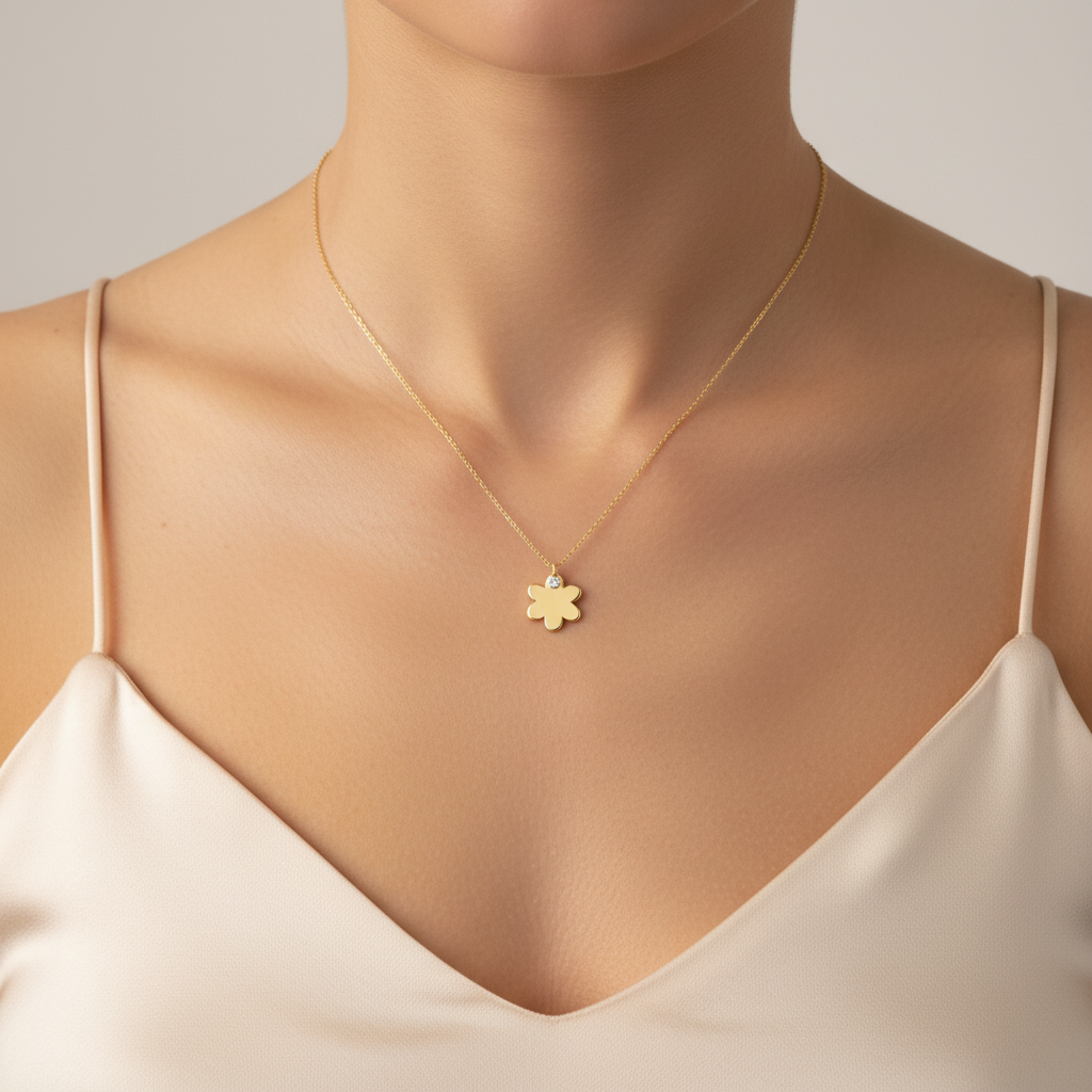 0,02 Karat Pırlanta Kolye "Çiçek"