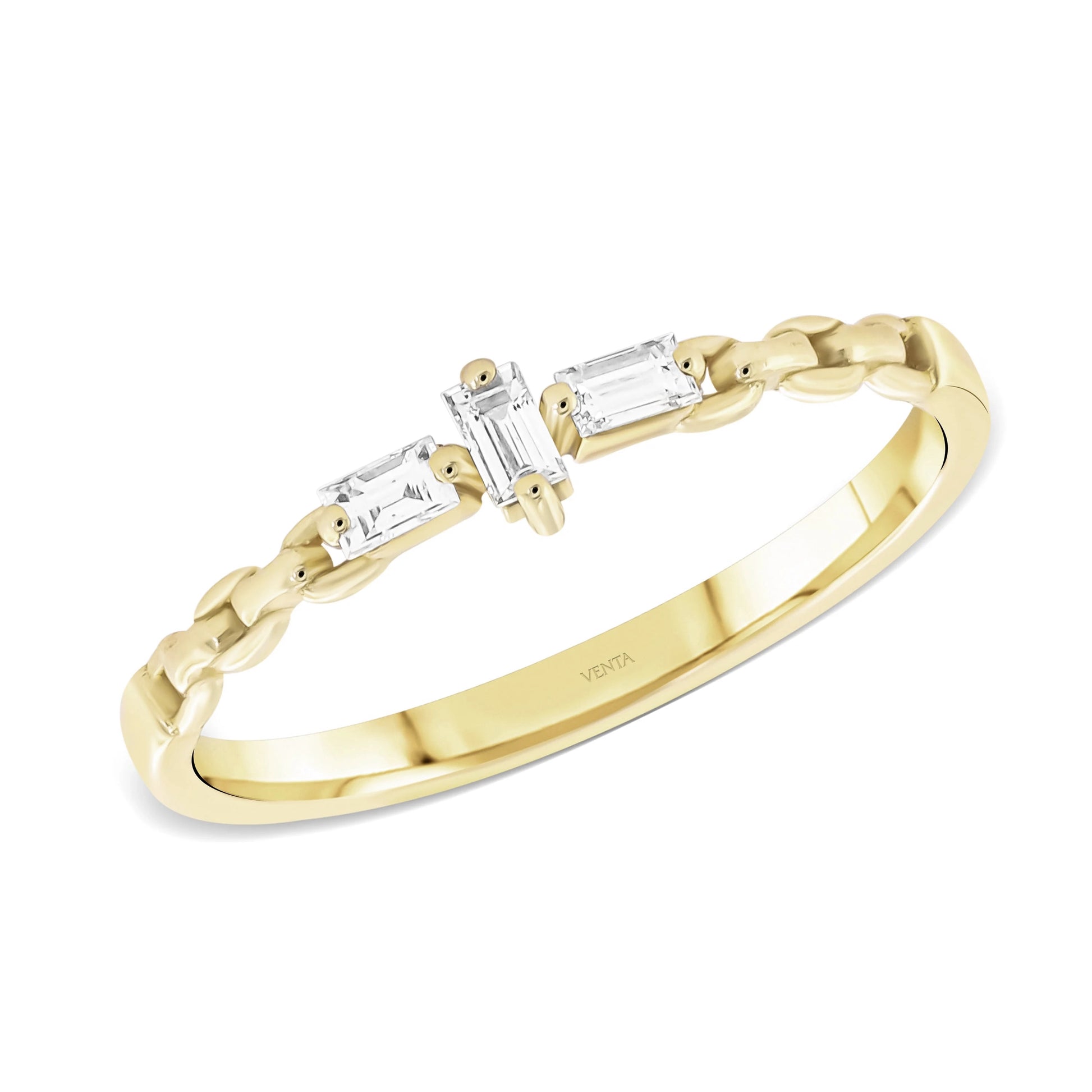 0,13 Karat Baget Pırlanta Yüzük, F Renk SI - Venta Jewelry
