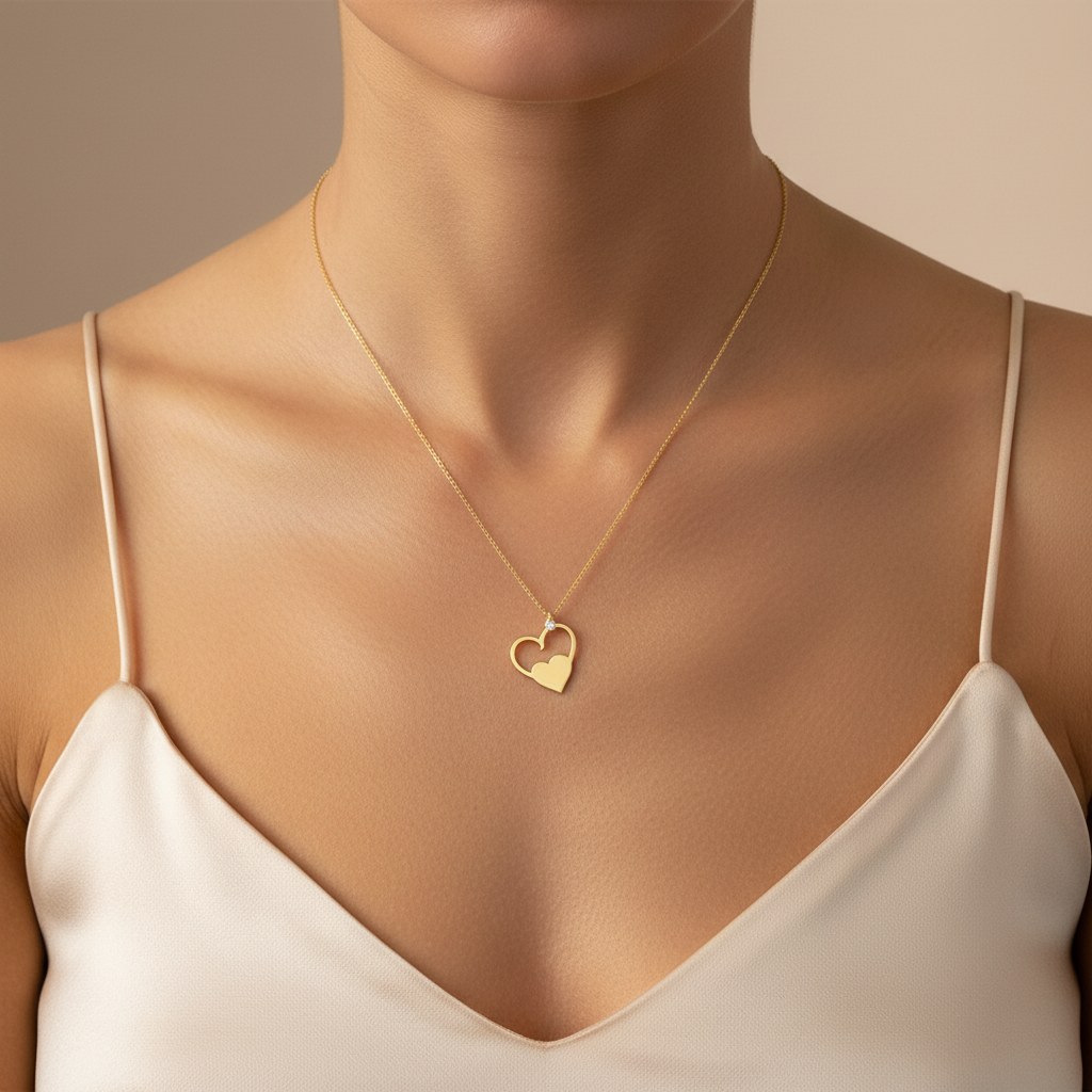 0,02 Karat Pırlanta Kolye "Kalp"