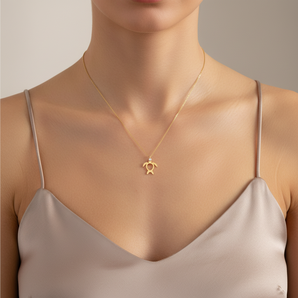 0,01 Karat Pırlanta Kolye "Kaplumbağa"