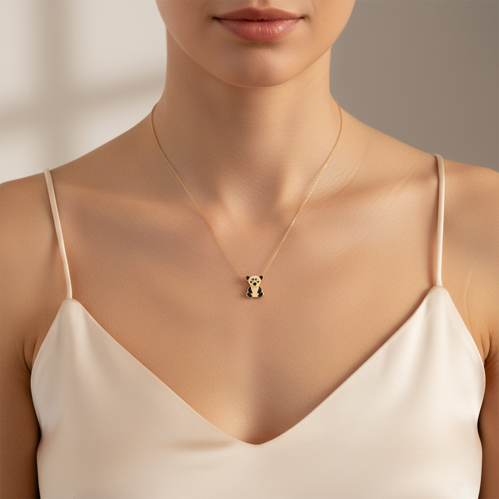 0,02 Karat Pırlantalı Kolye "Panda"