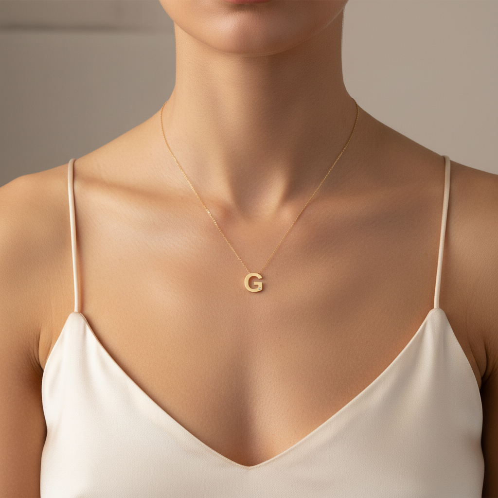 0,01 Karat Pırlantalı Harfli Kolye "G"