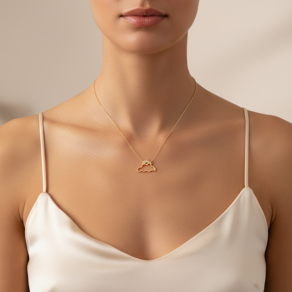 0,02 Karat Pırlantalı Kolye "Bulut"