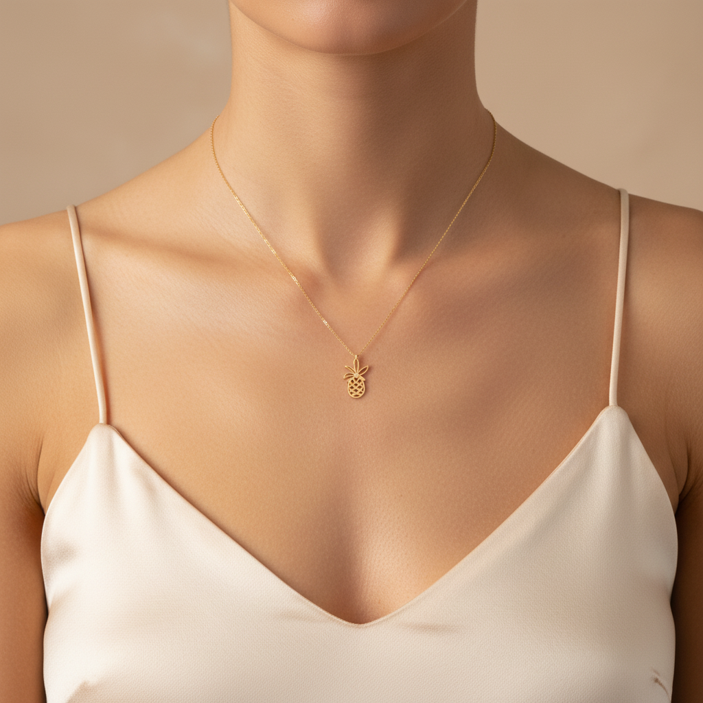 0,01 Karat Pırlantalı Kolye "Ananas"