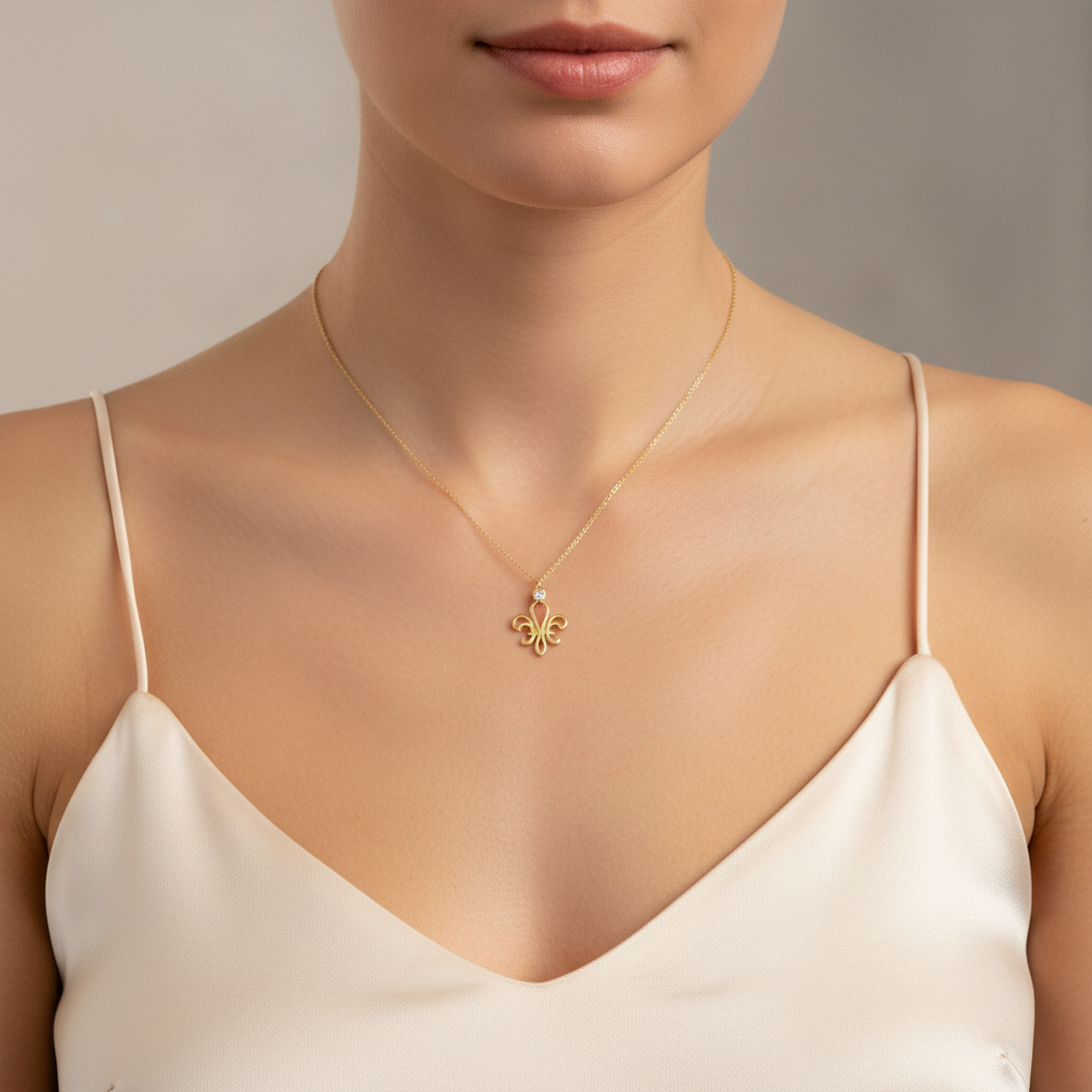 0,02 Karat Pırlanta Kolye "Altın Zambak"