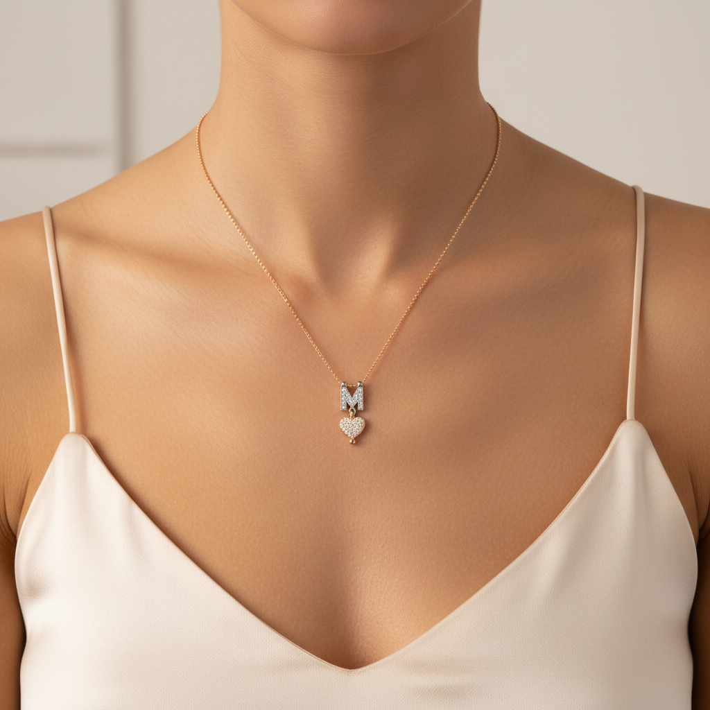 0,19 Karat Pırlantalı Harfli Kolye "M"