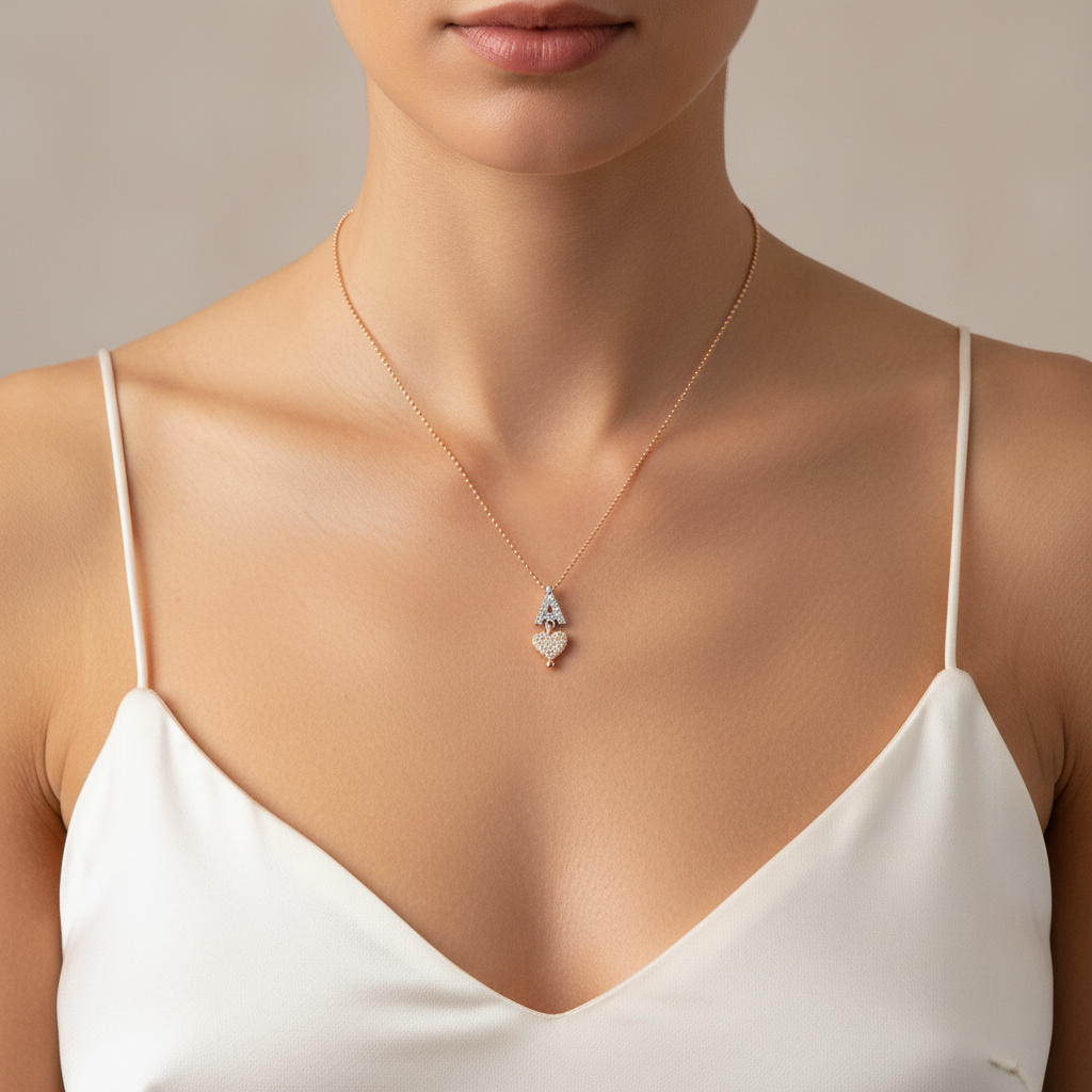 0,16 Karat Pırlantalı Harfli Kolye "A"