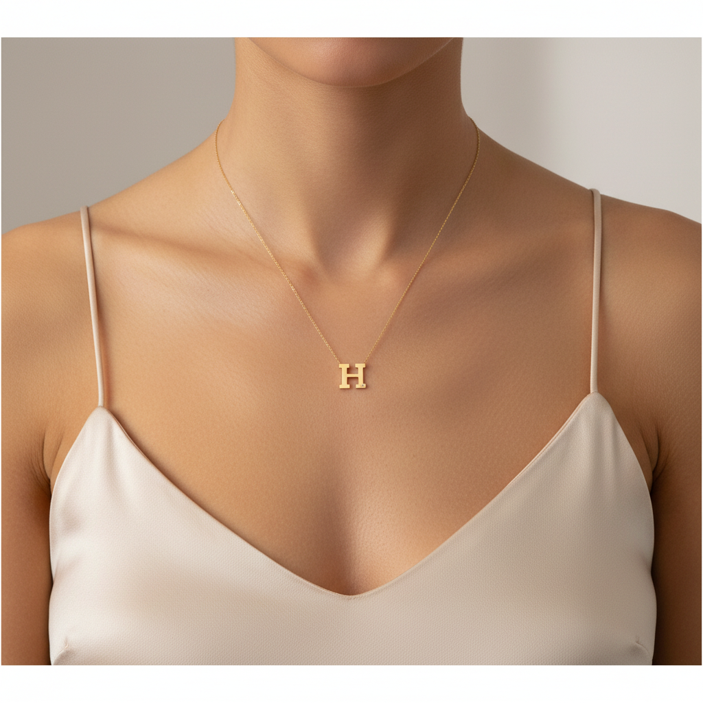 0,01 Karat Pırlantalı Harfli Kolye "H"