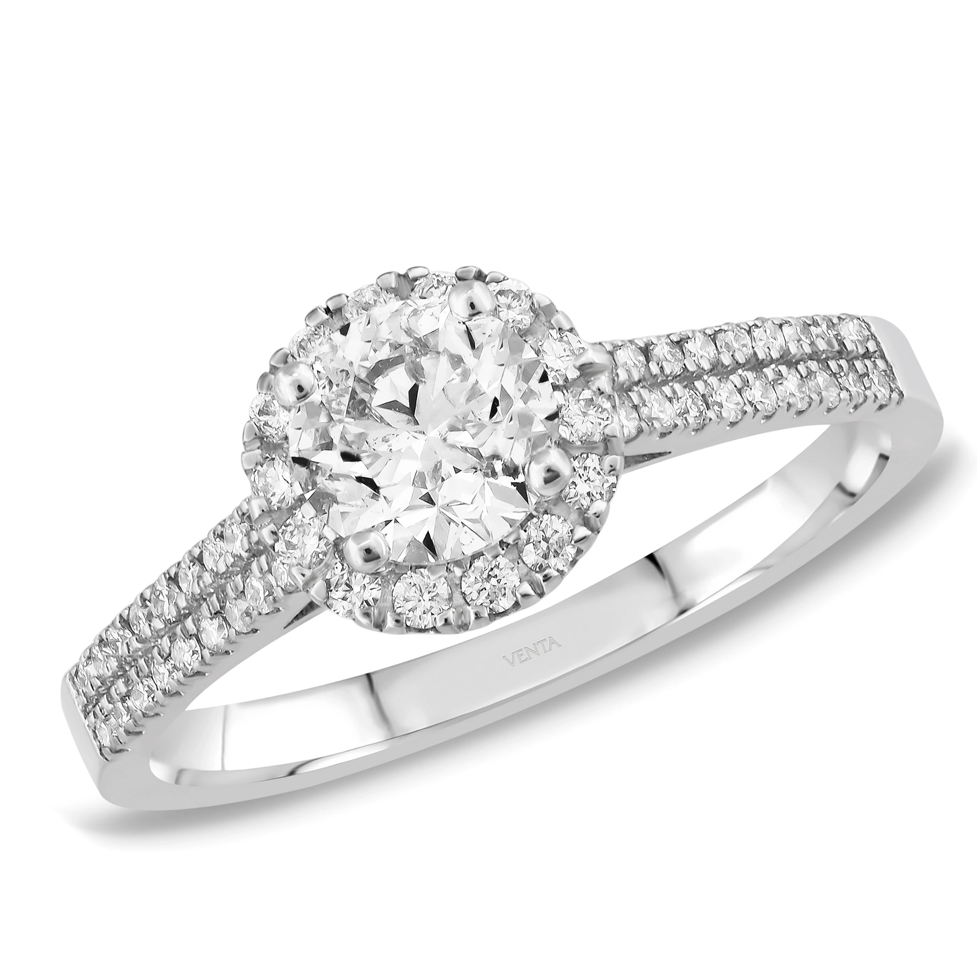 HRD Sertifikalı 0,97 Karat Kolu Taşlı Tektaş Pırlanta Yüzük, F Renk VS2 - Venta Jewelry