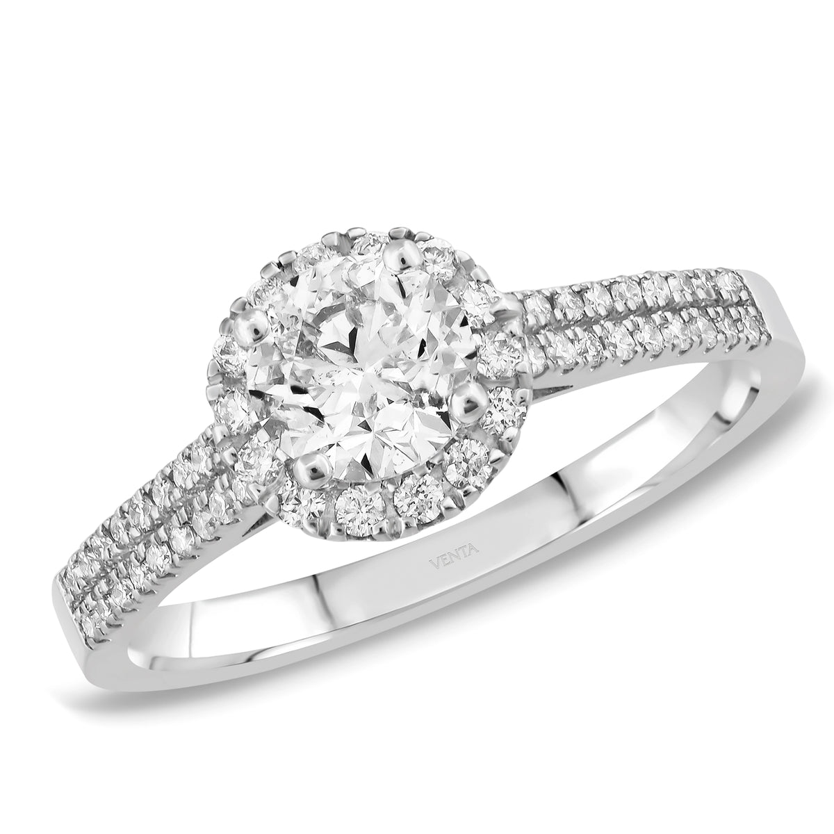 HRD Sertifikalı 0,97 Karat Kolu Taşlı Tektaş Pırlanta Yüzük, F Renk VS2 - Venta Jewelry
