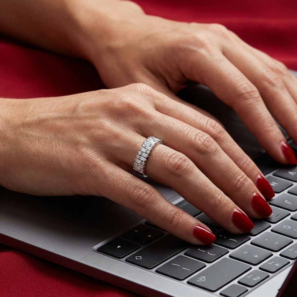 0,56 Karat Tasarım Baget Pırlanta Yüzük