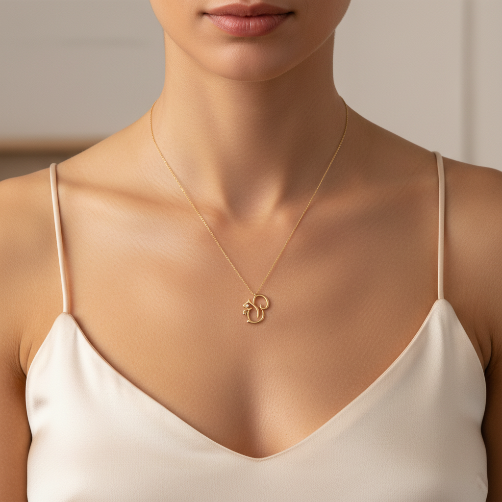 0,01 Karat Pırlantalı Kolye "Sincap"