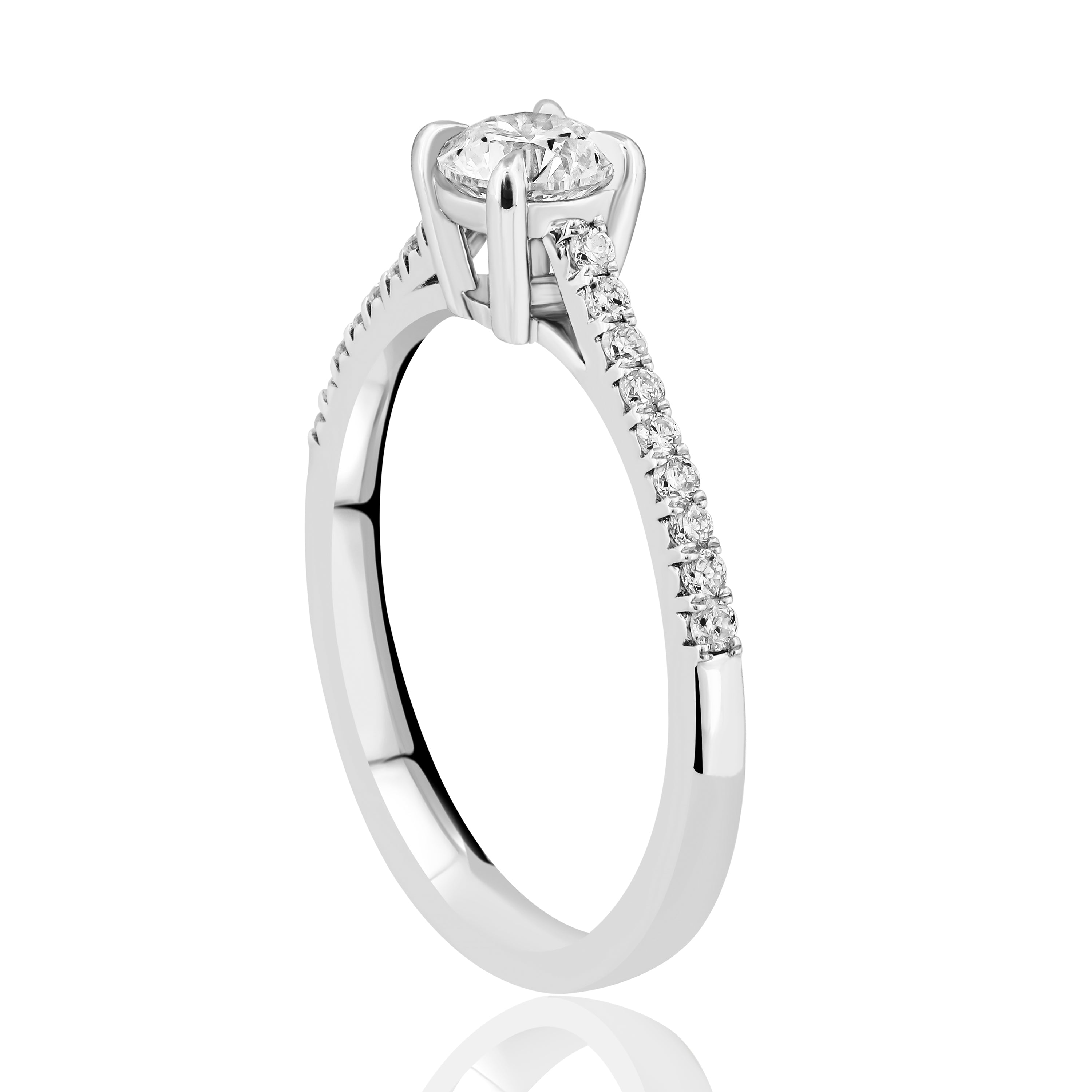 HRD Sertifikalı 0,70 Karat Kolu Taşlı Tektaş Pırlanta Yüzük