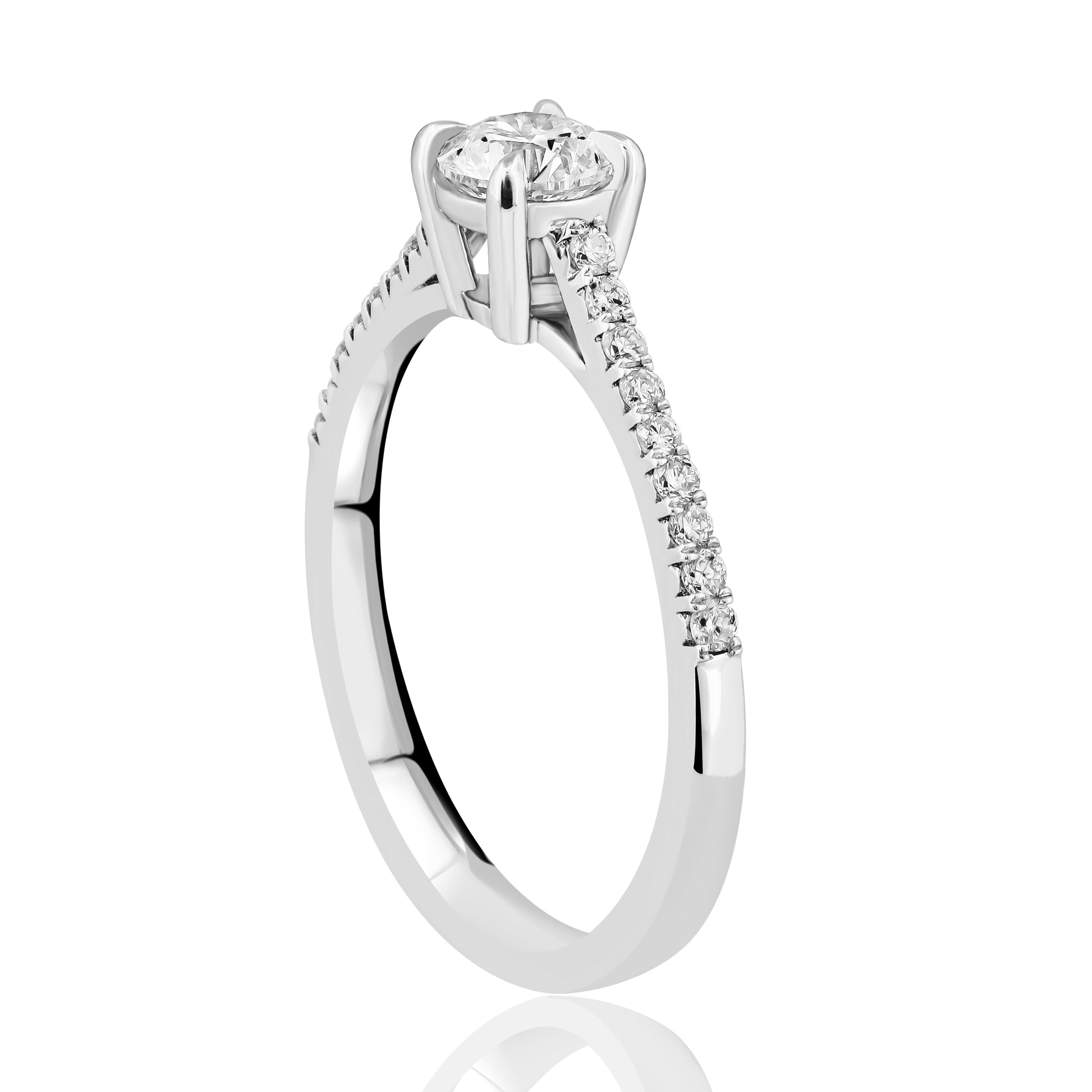 HRD Sertifikalı 0,70 Karat Kolu Taşlı Tektaş Pırlanta Yüzük