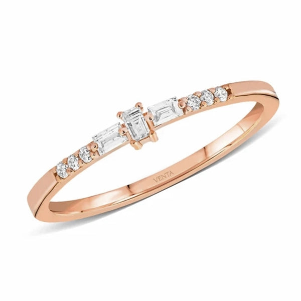 0,11 Karat Baget Pırlanta Yüzük, F Renk SI - Venta Jewelry