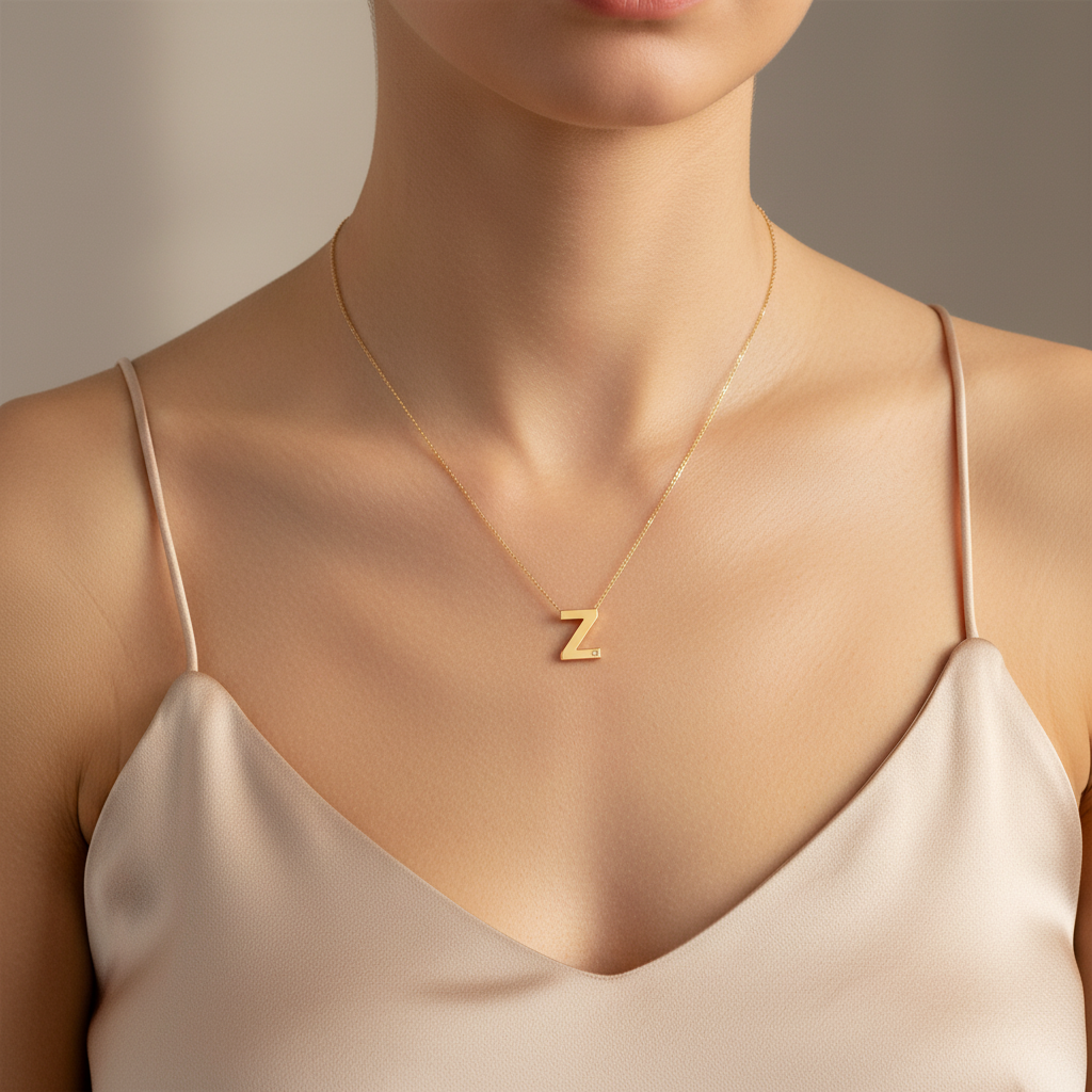 0,01 Karat Pırlantalı Harfli Kolye "Z"