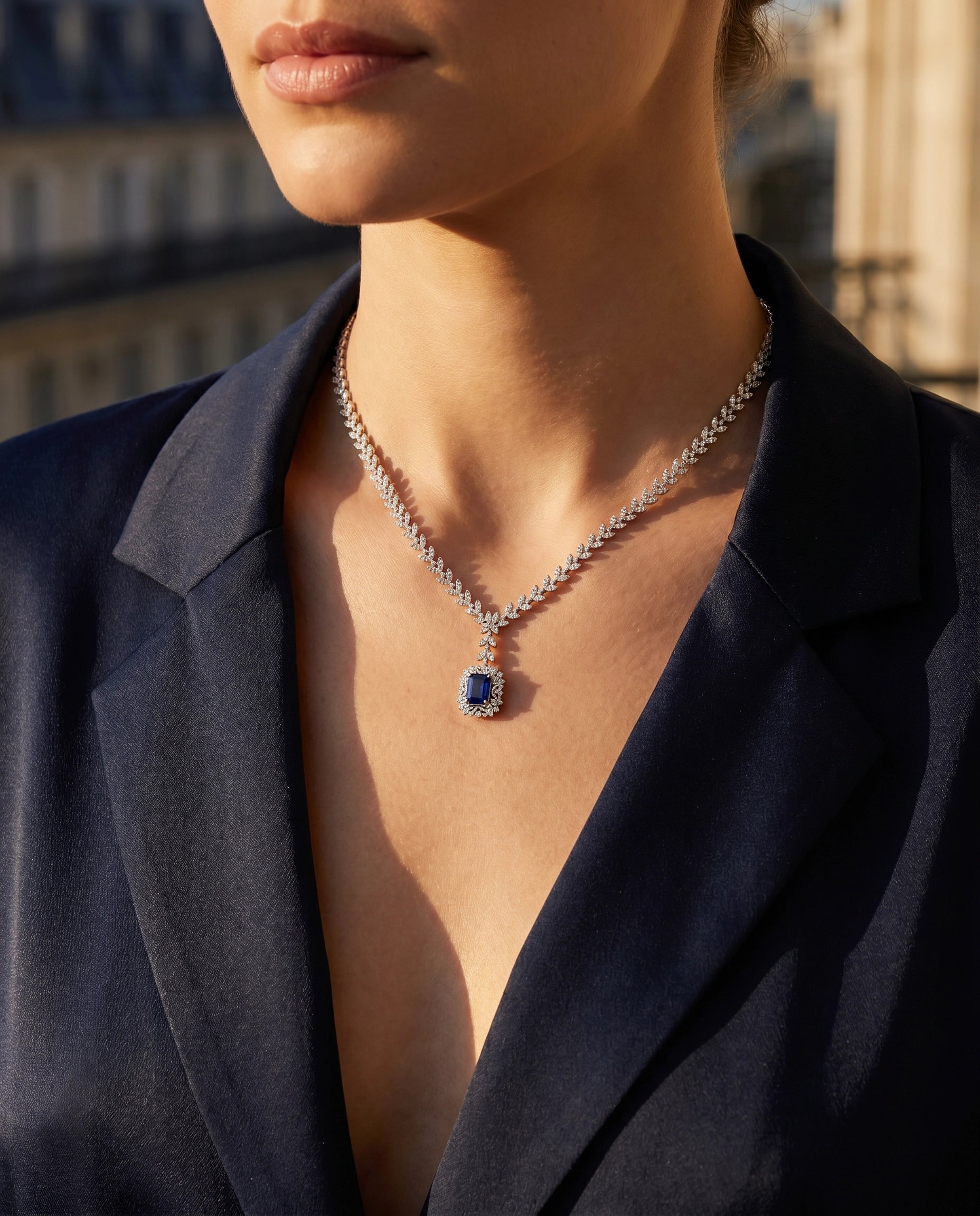 1.88 Carat Diamond Sapphire Necklace