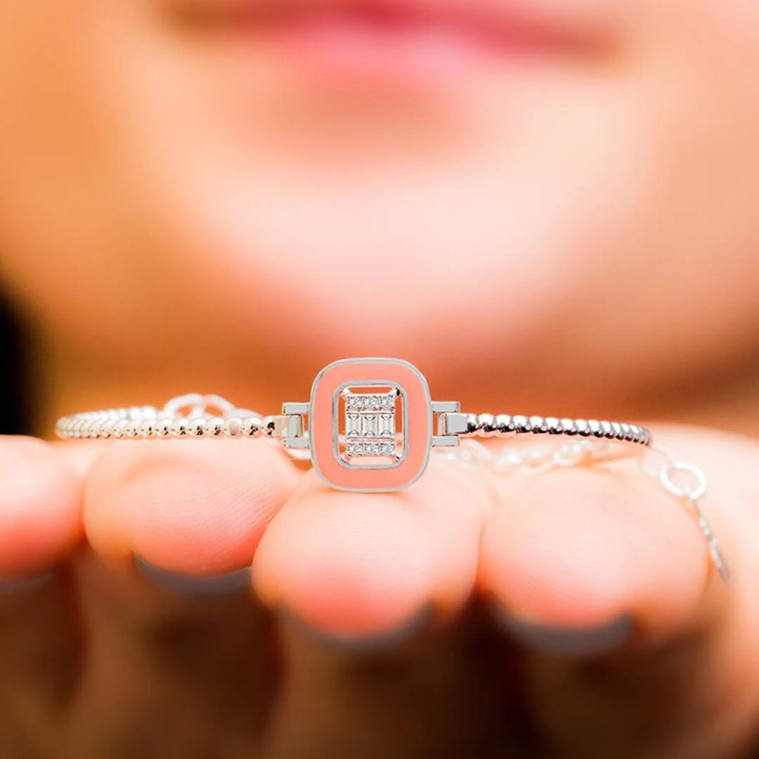 0,09 Karat Pembe Mineli Baget Pırlanta Bileklik "Mina"