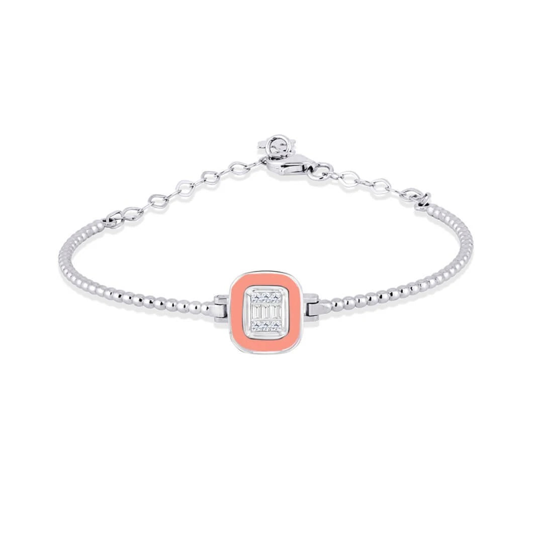 0,09 Karat Pembe Mineli Baget Pırlanta Bileklik "Mina"