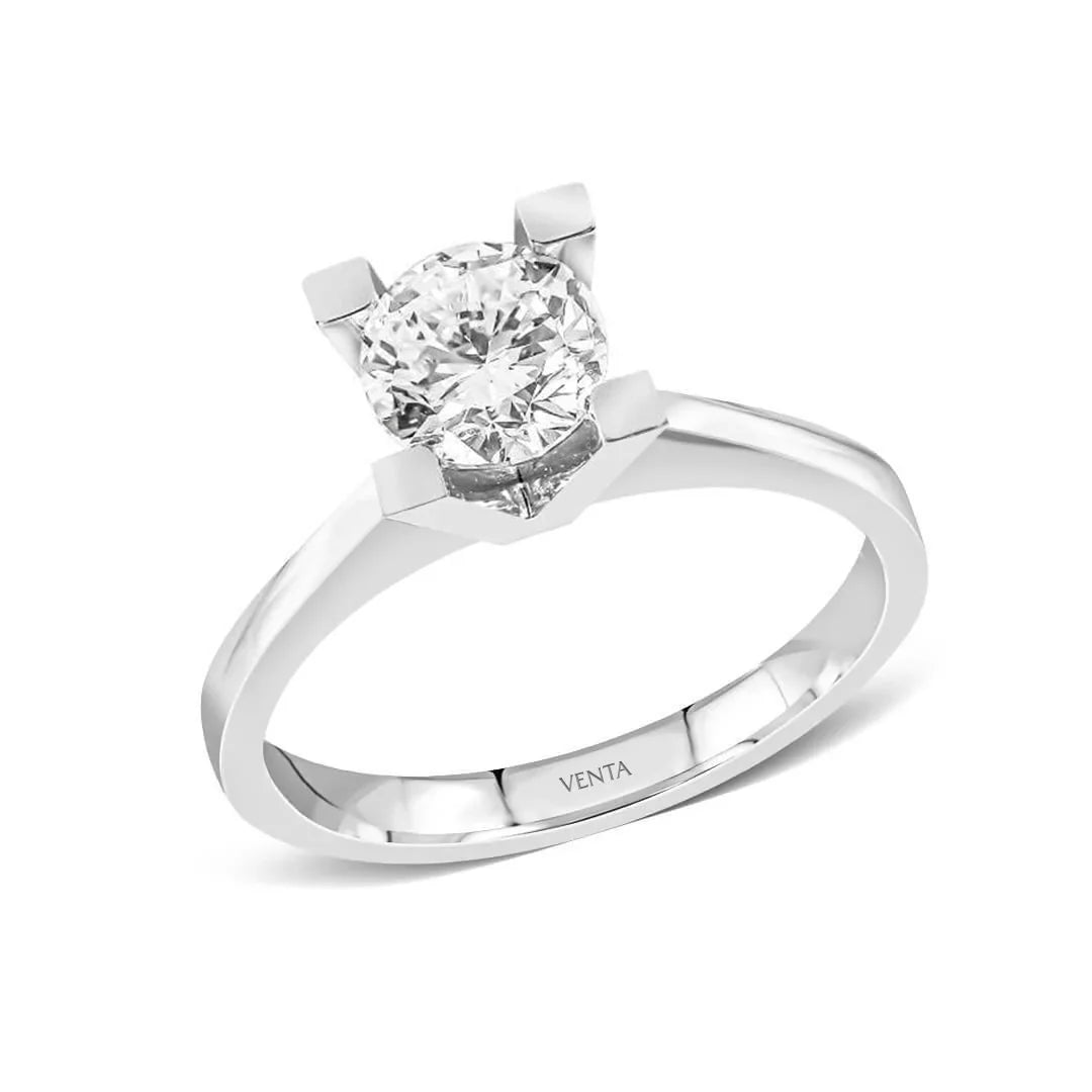 HRD Sertifikalı 0,90 Karat Tektaş Pırlanta Yüzük "Liya", E Renk SI1 - Venta Jewelry

