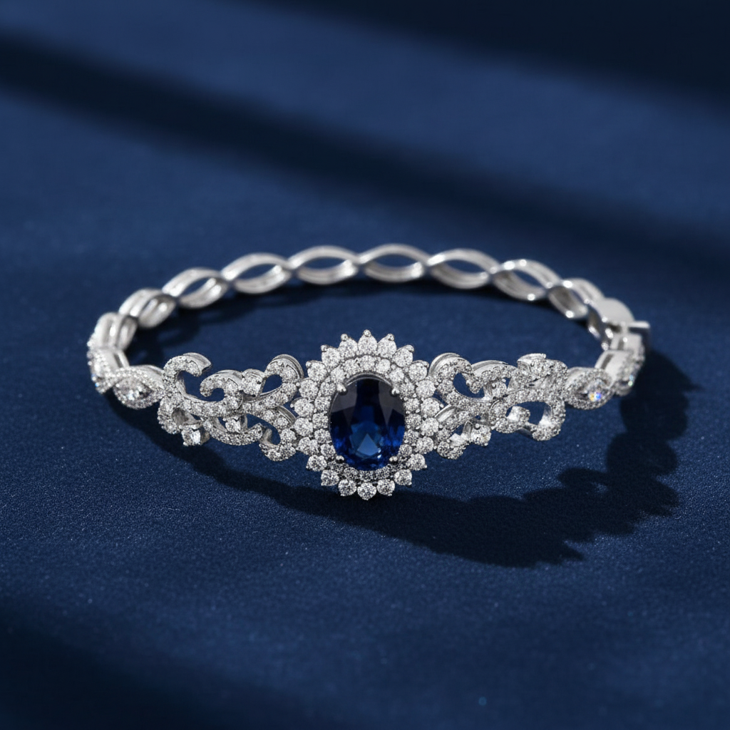 7,14 Karat Pırlanta Safir Bileklik