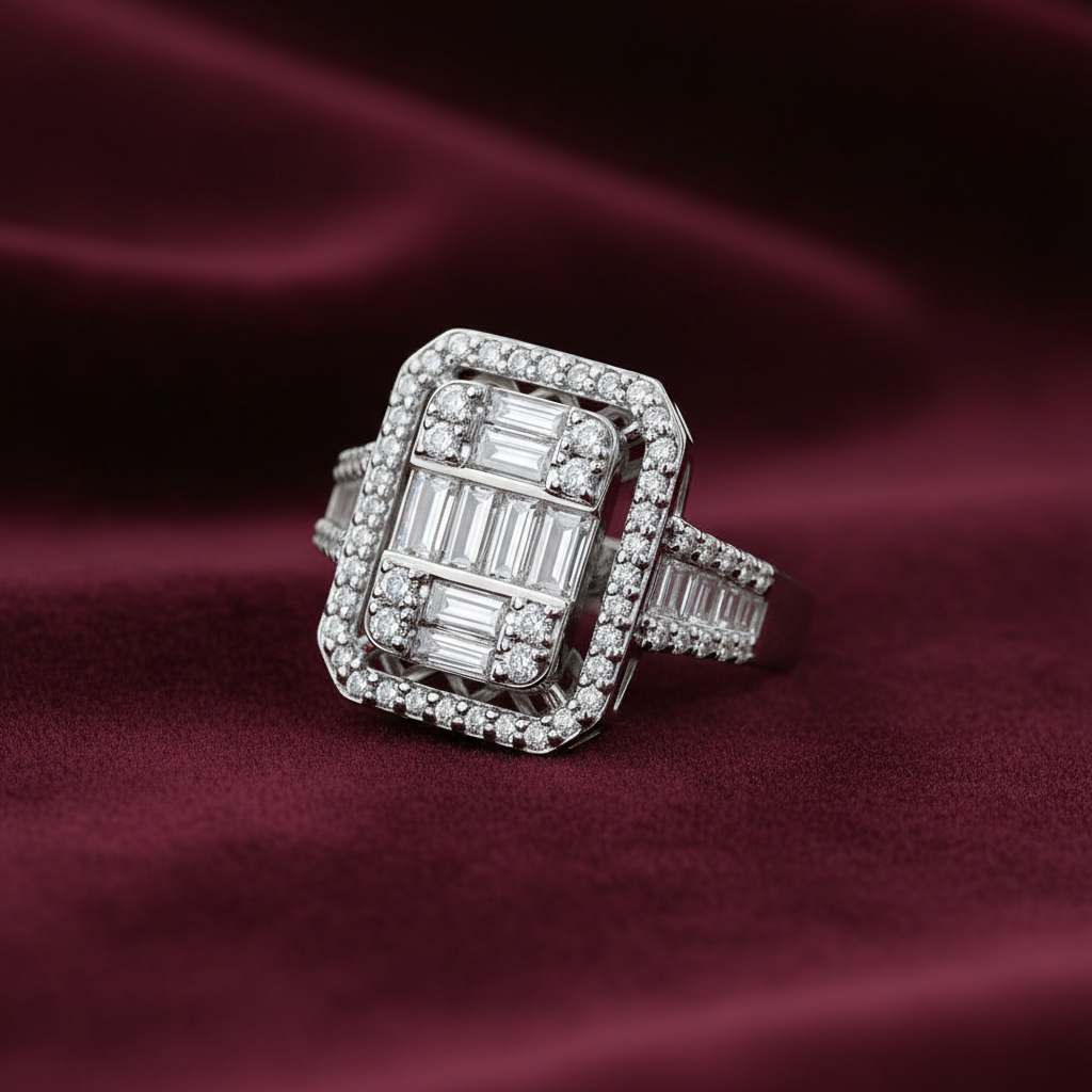 1,41 Karat Tasarım Baget Pırlanta Yüzük