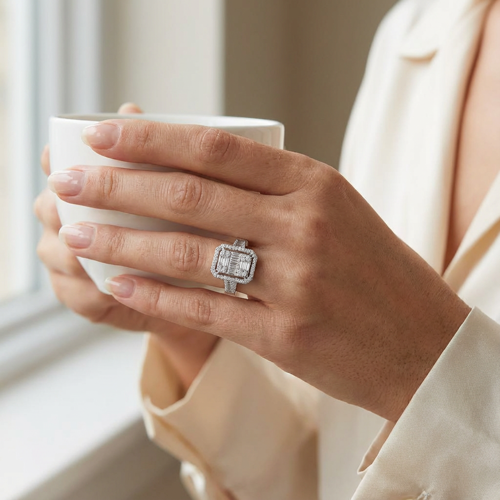 1,41 Karat Tasarım Baget Pırlanta Yüzük