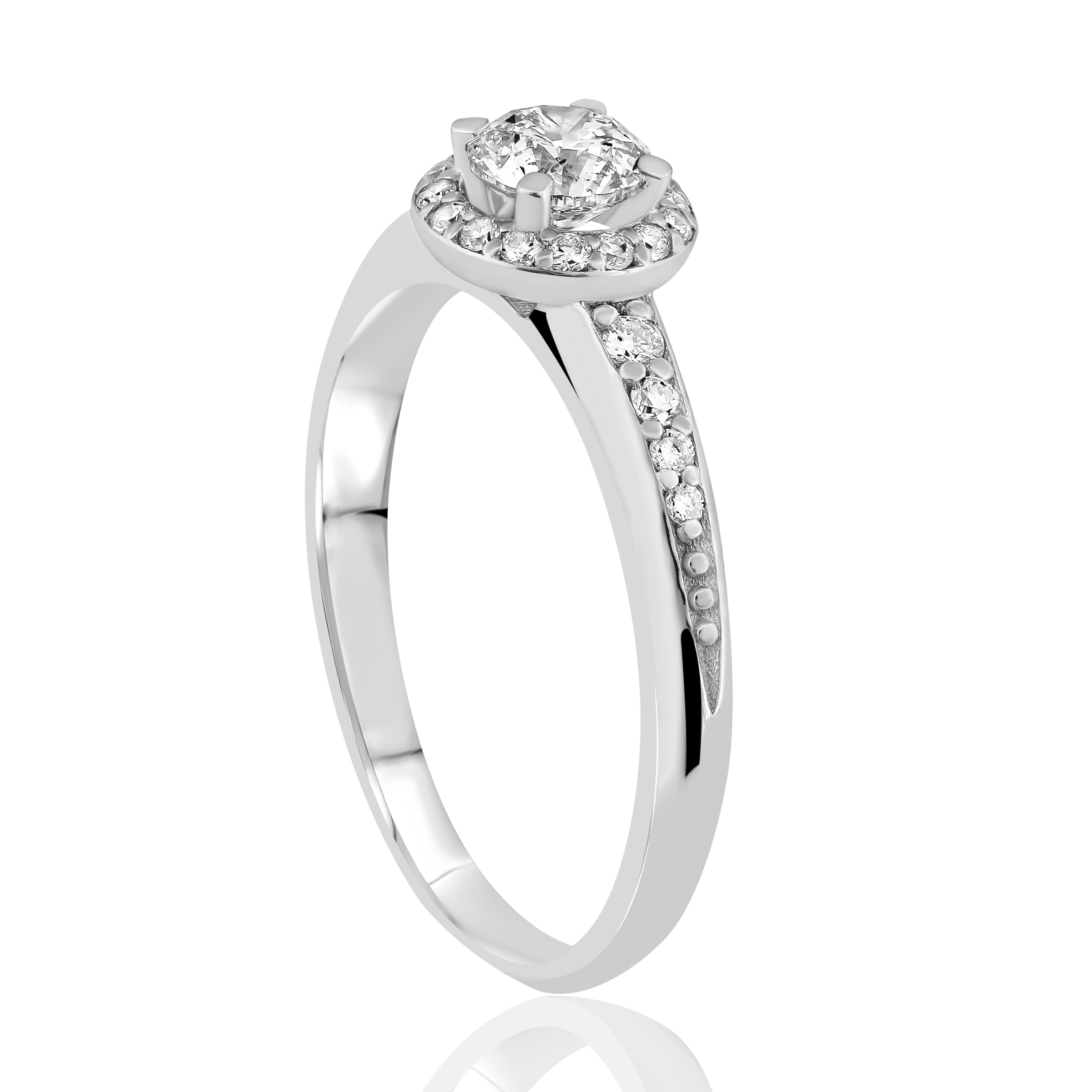 HRD Sertifikalı 0,55 Karat Kolu Taşlı Tektaş Pırlanta Yüzük