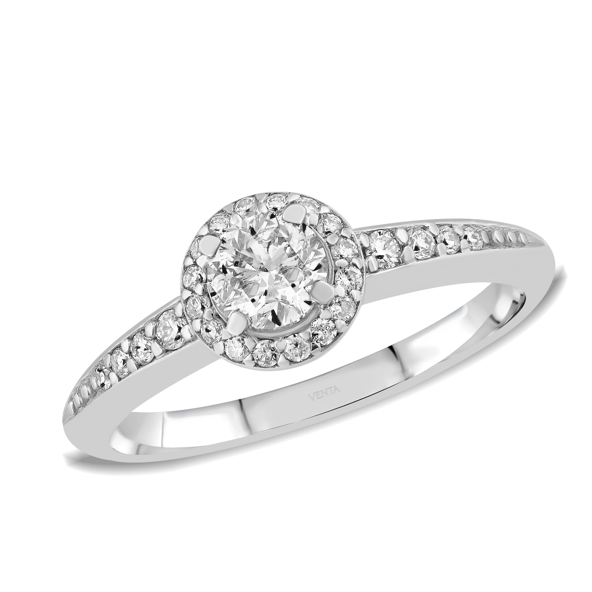 HRD Sertifikalı 0,55 Karat Kolu Taşlı Tektaş Pırlanta Yüzük