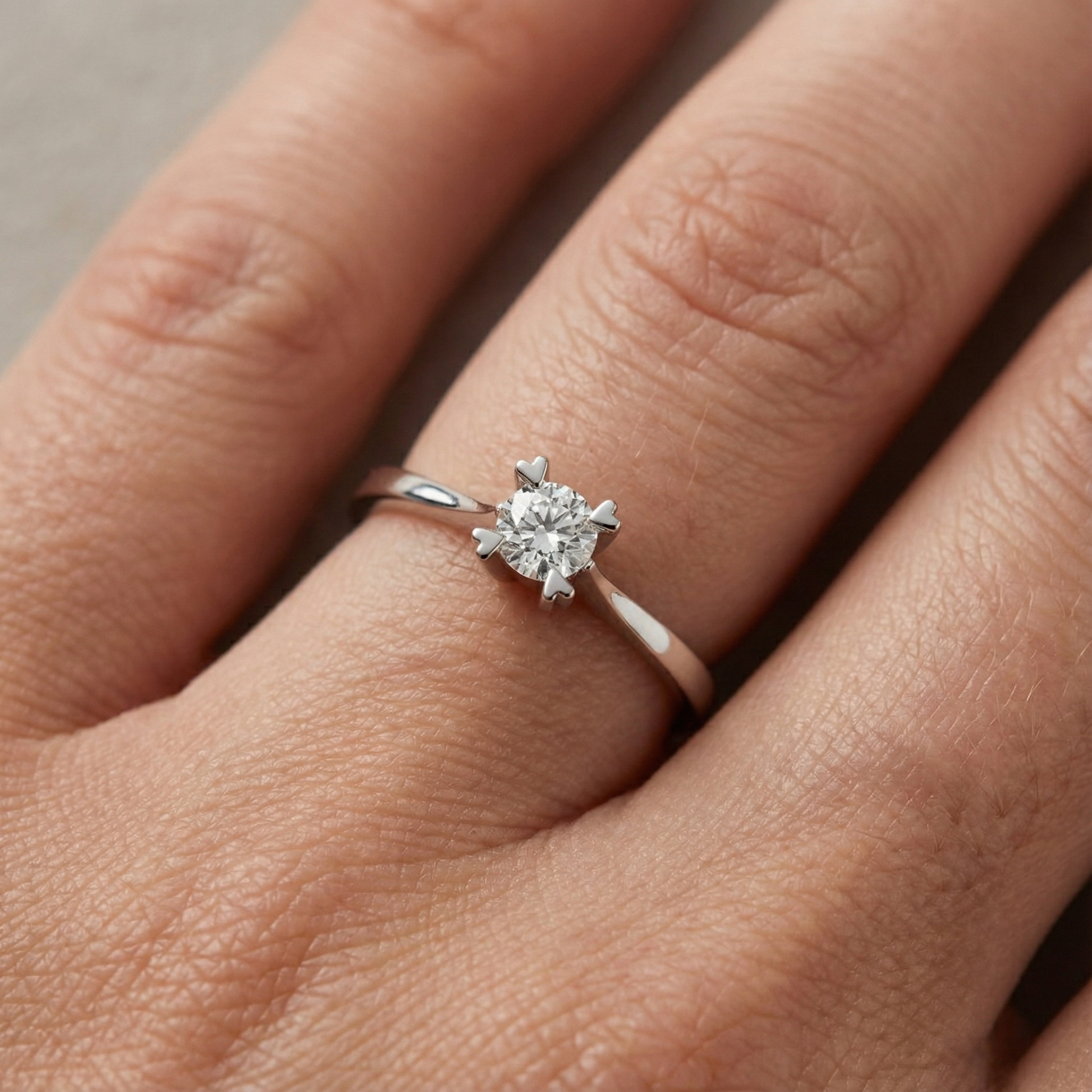 HRD Sertifikalı 0,20 Karat Tektaş Pırlanta Yüzük "Kalp"