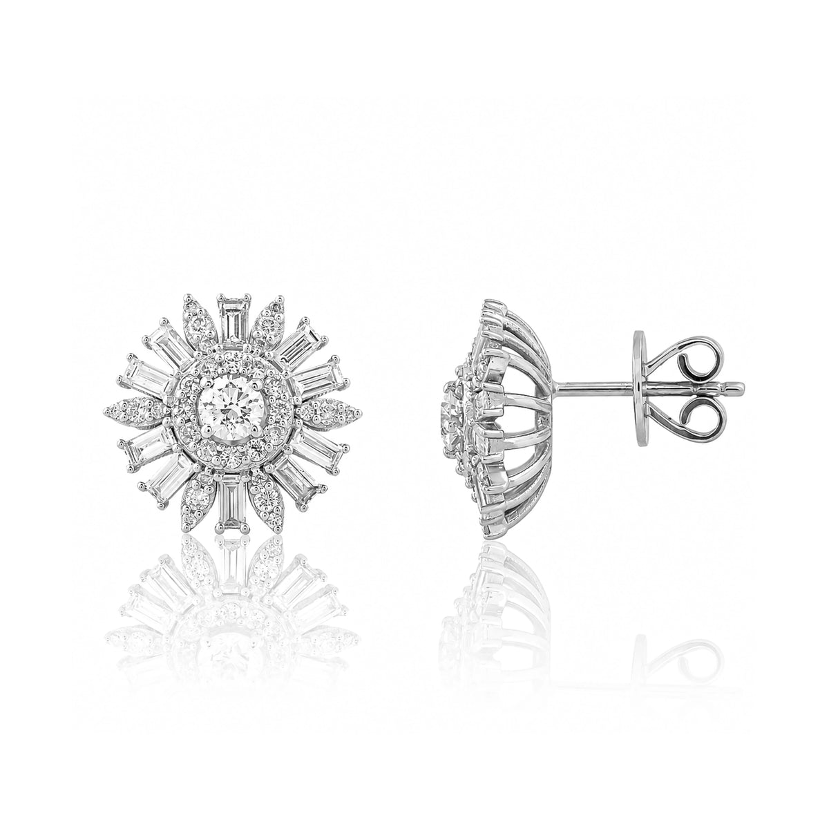 1,56 Karat Tasarım Pırlanta Küpe, F Renk SI - Venta Jewelry
