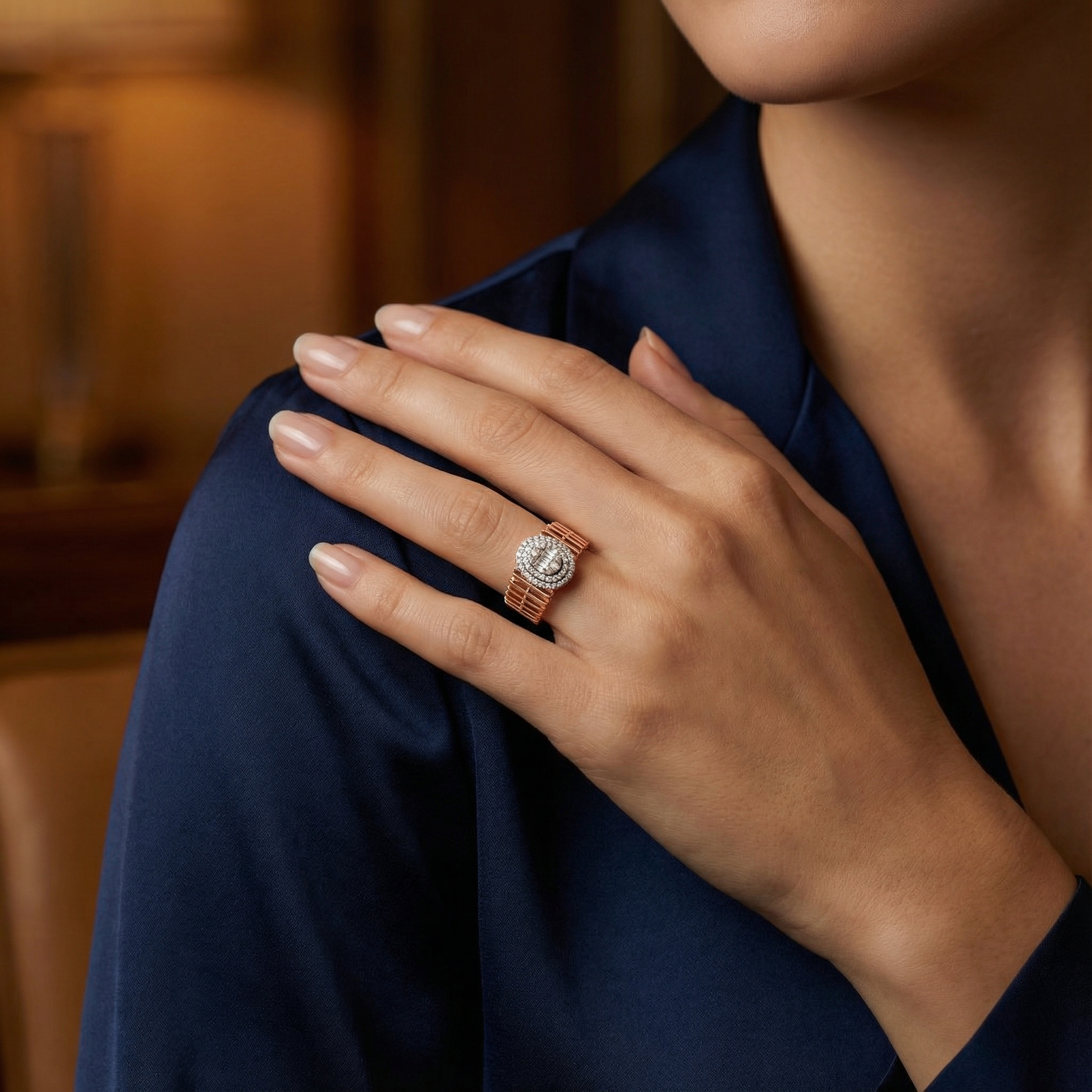 0,39 Karat Tasarım Baget Pırlanta Yüzük