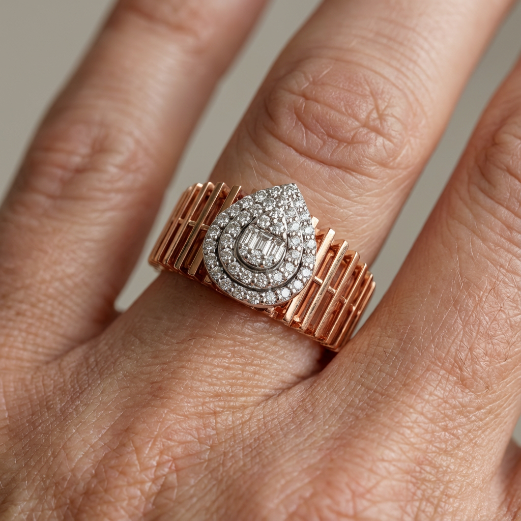 0,36 Karat Tasarım Baget Pırlanta Yüzük