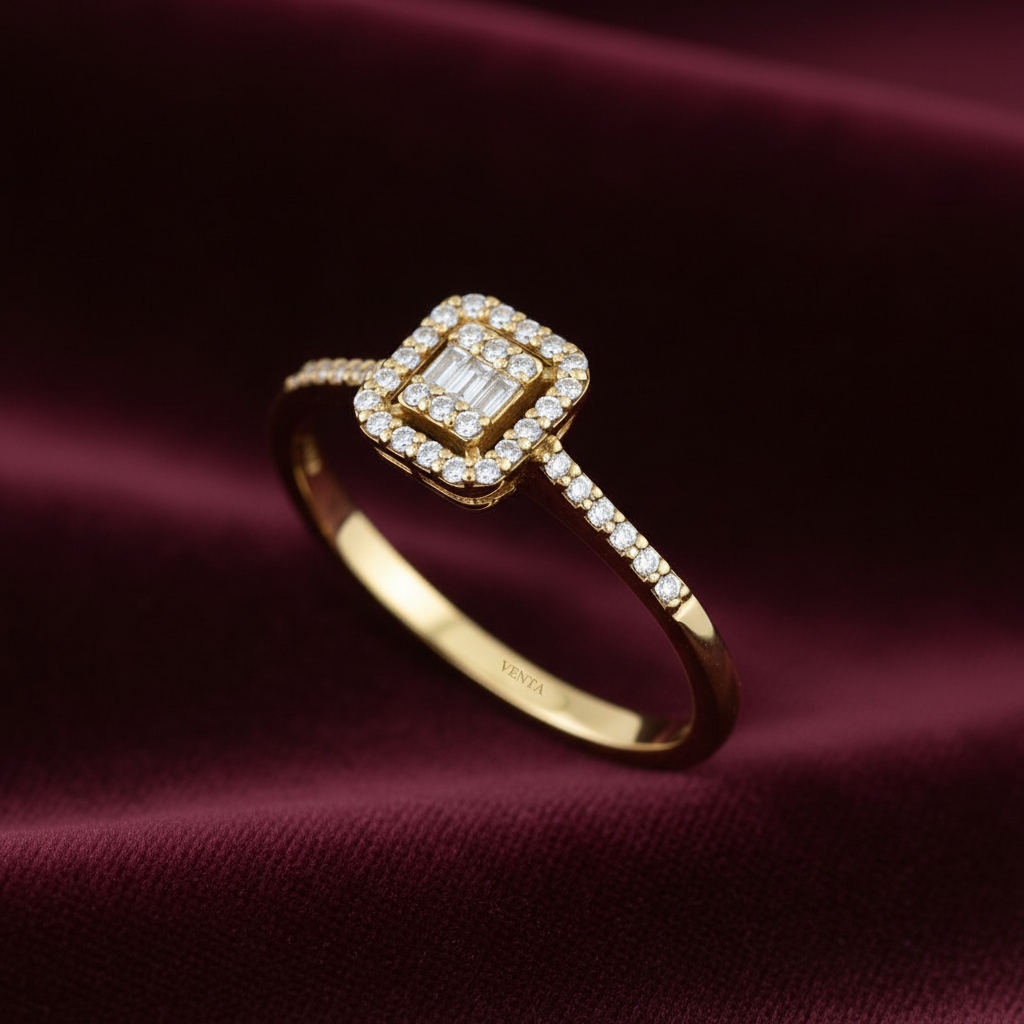 0,21 Tasarım Baget Pırlanta Yüzük