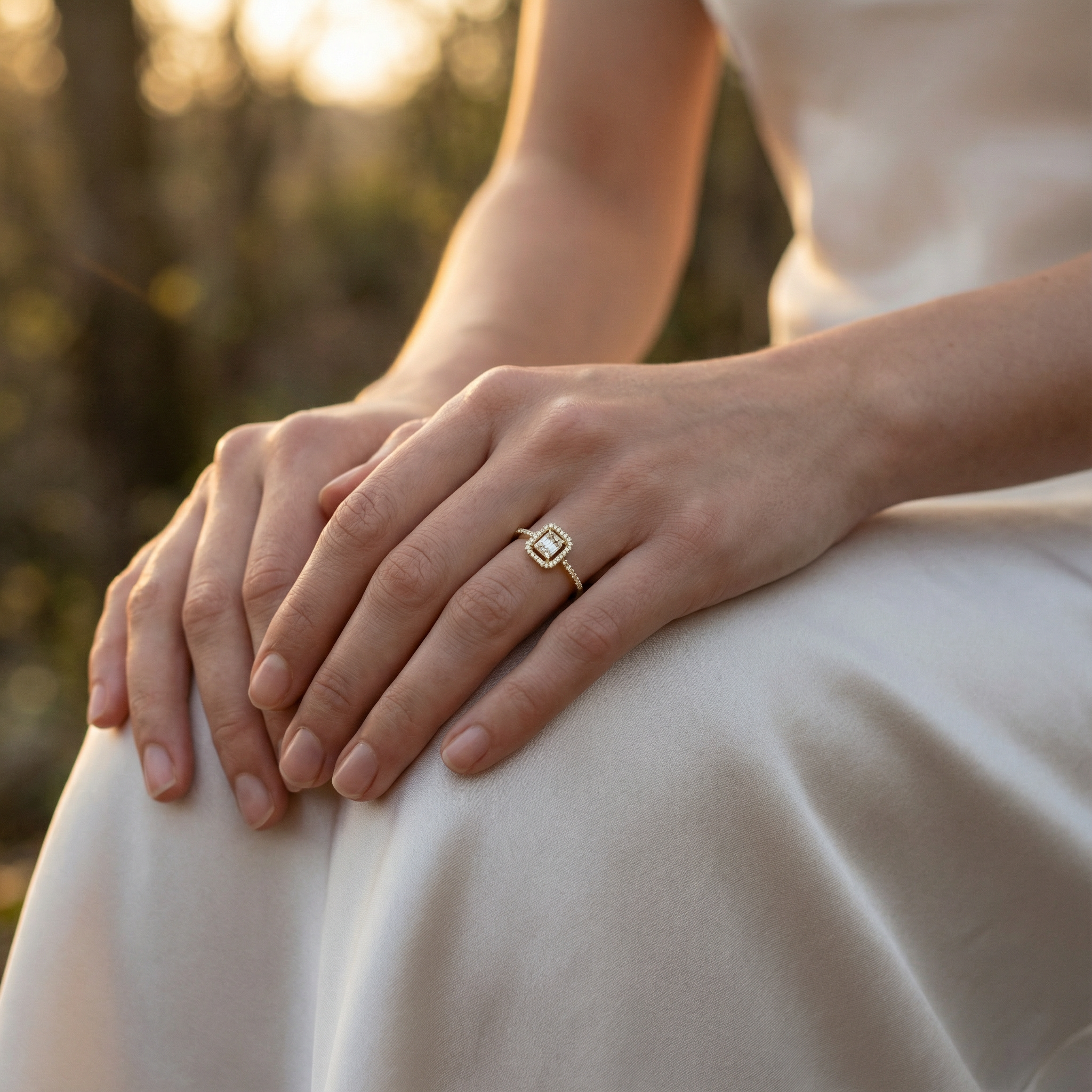 0,21 Tasarım Baget Pırlanta Yüzük