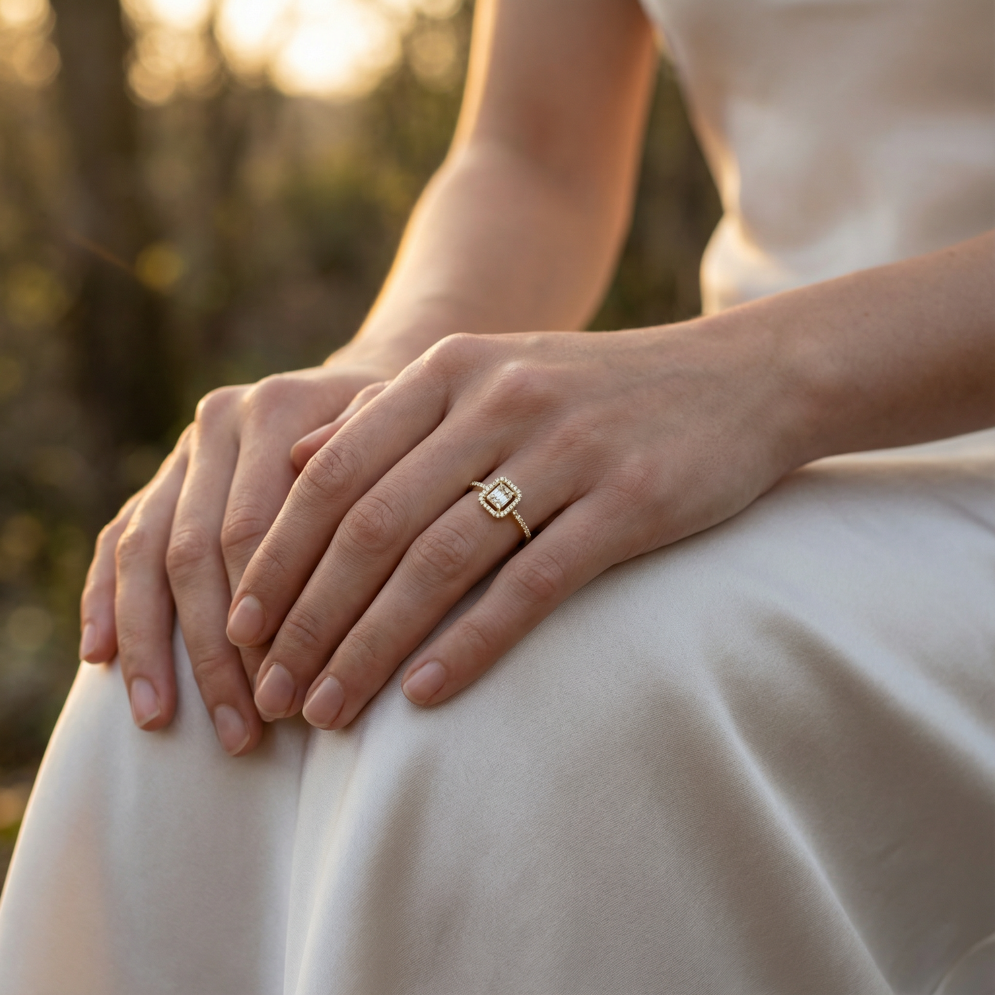 0,21 Tasarım Baget Pırlanta Yüzük