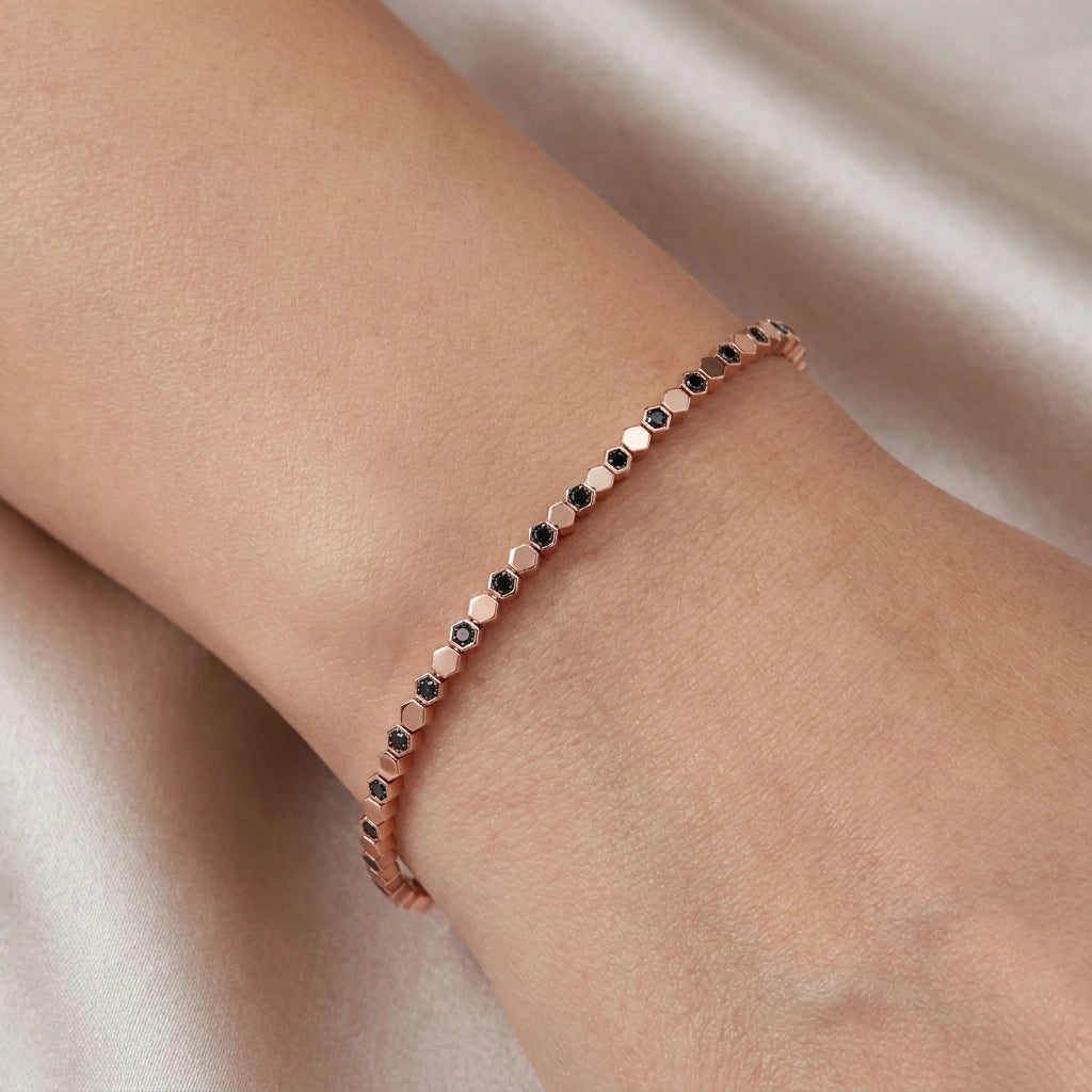 0,41 Karat Renkli Taşlı Su yolu Pırlanta Bileklik, F Renk SI - Venta Jewelry
