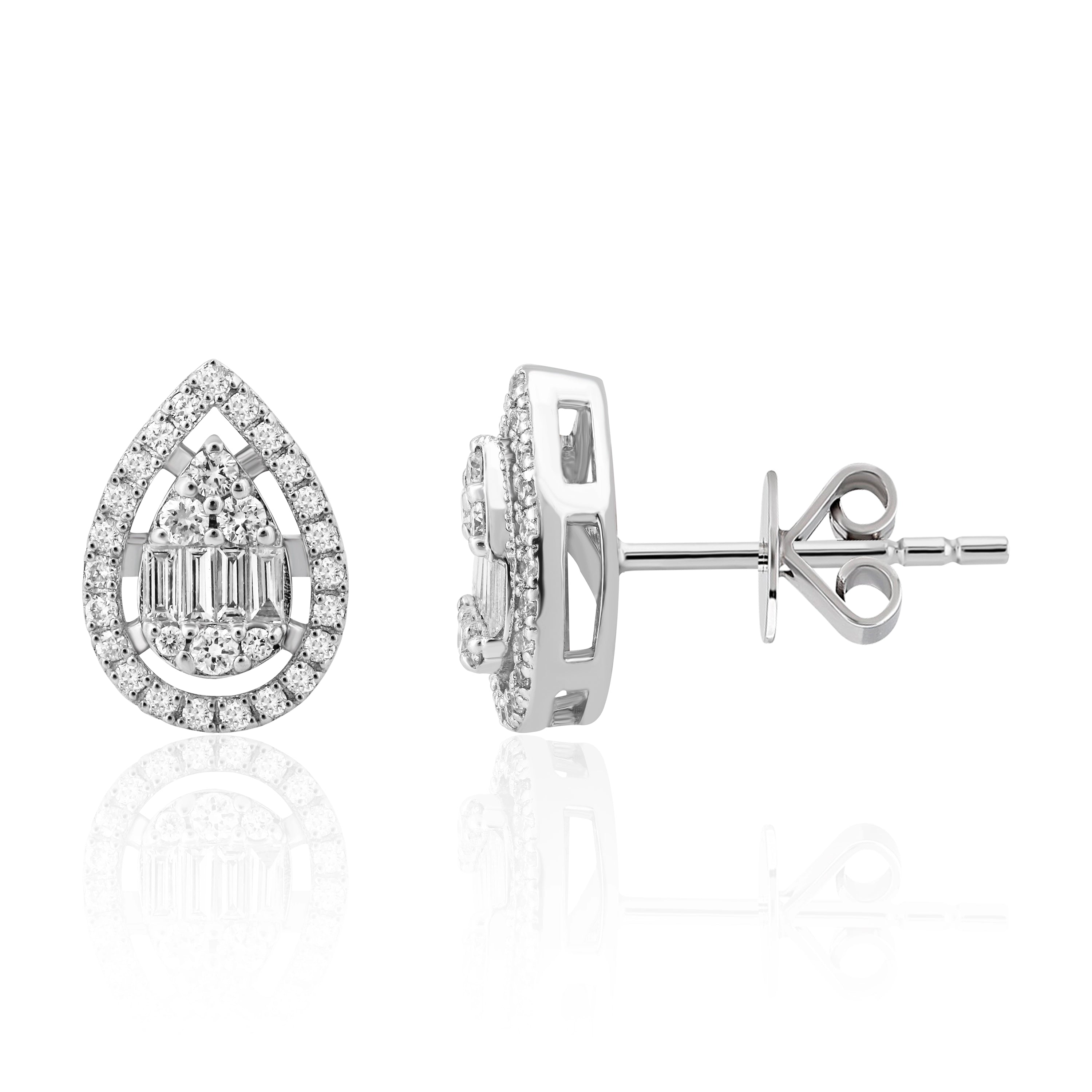 0.87 Carat Baguette Diamond Earrings